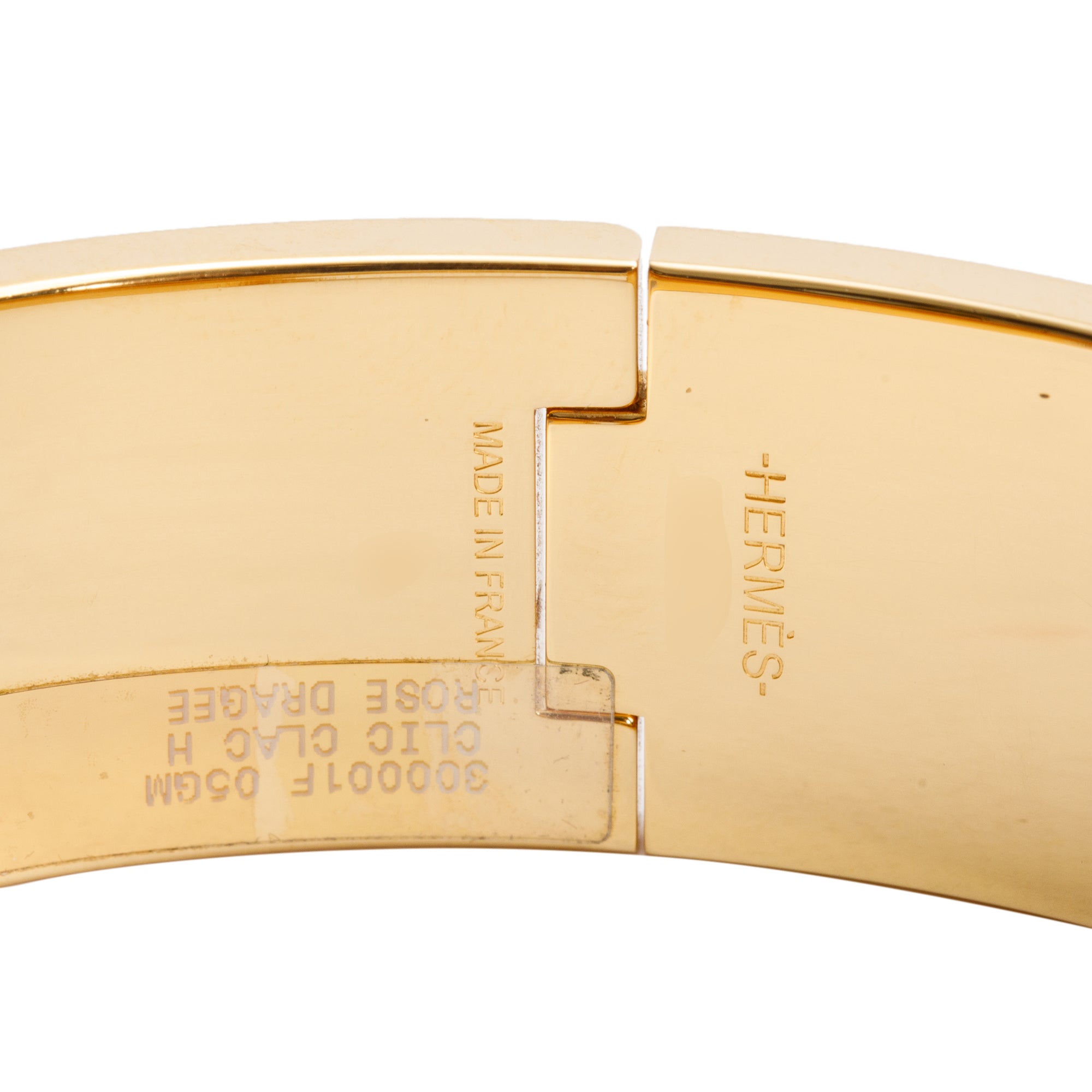 Hermes 2024 Gold-Plated Pink Enamel Clic Clac H Bracelet w/ Box & Receipt