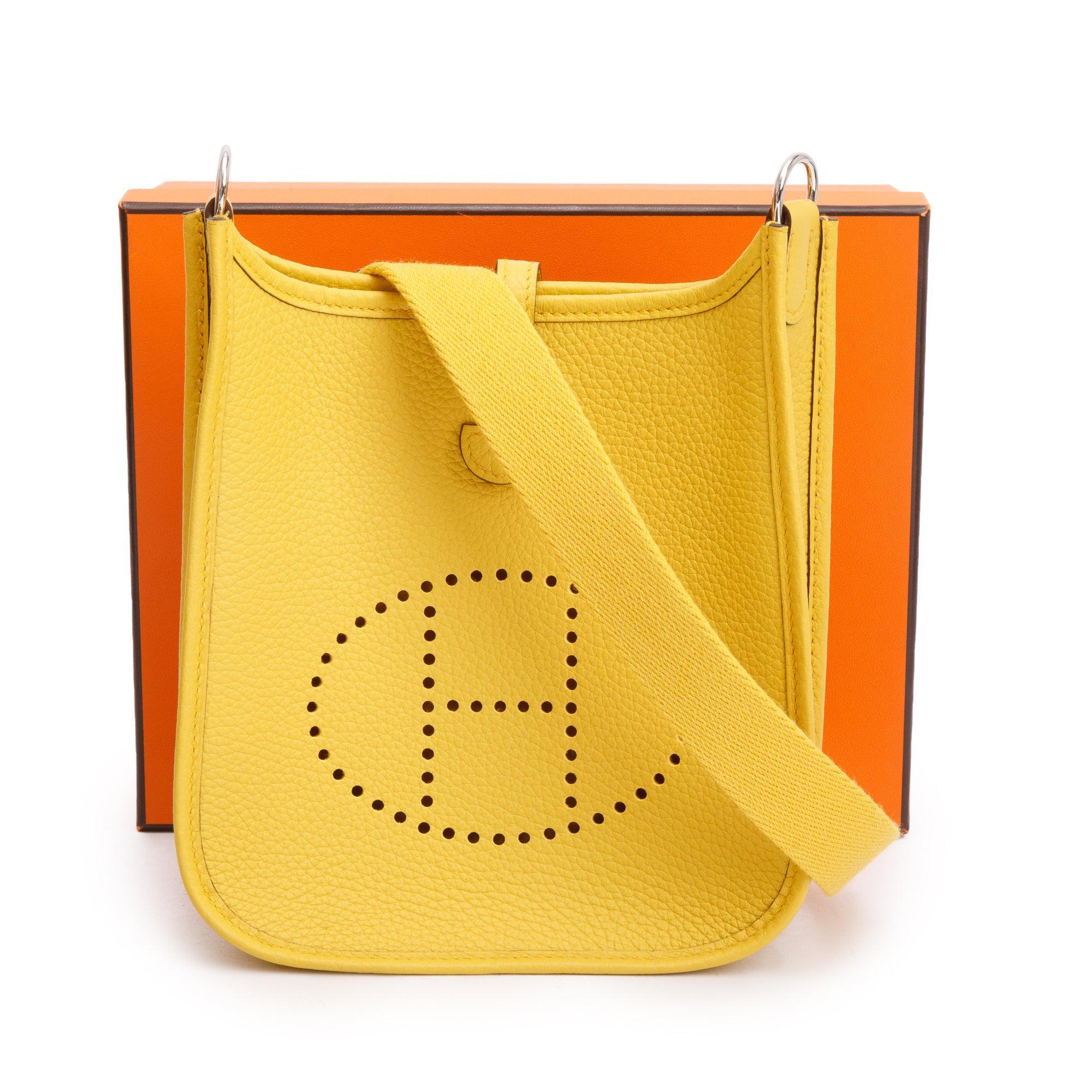 Hermes 2024 Jaune Taurilon Clemence Evelyne TPM 16 w/ Box & Strap
