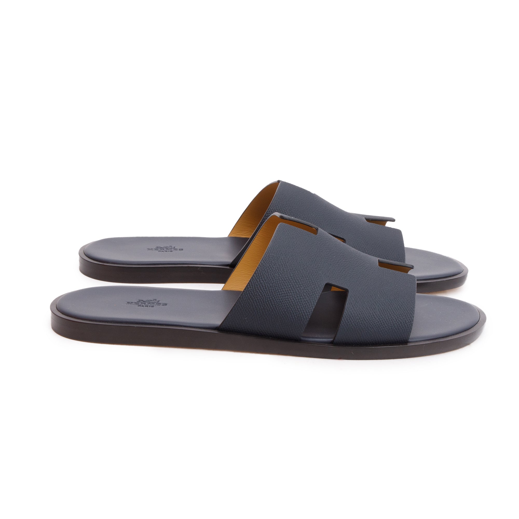 Hermes 2024 Marine Calfskin Leather Mens Izmir Sandals, Size 47 w/ Box & Receipt