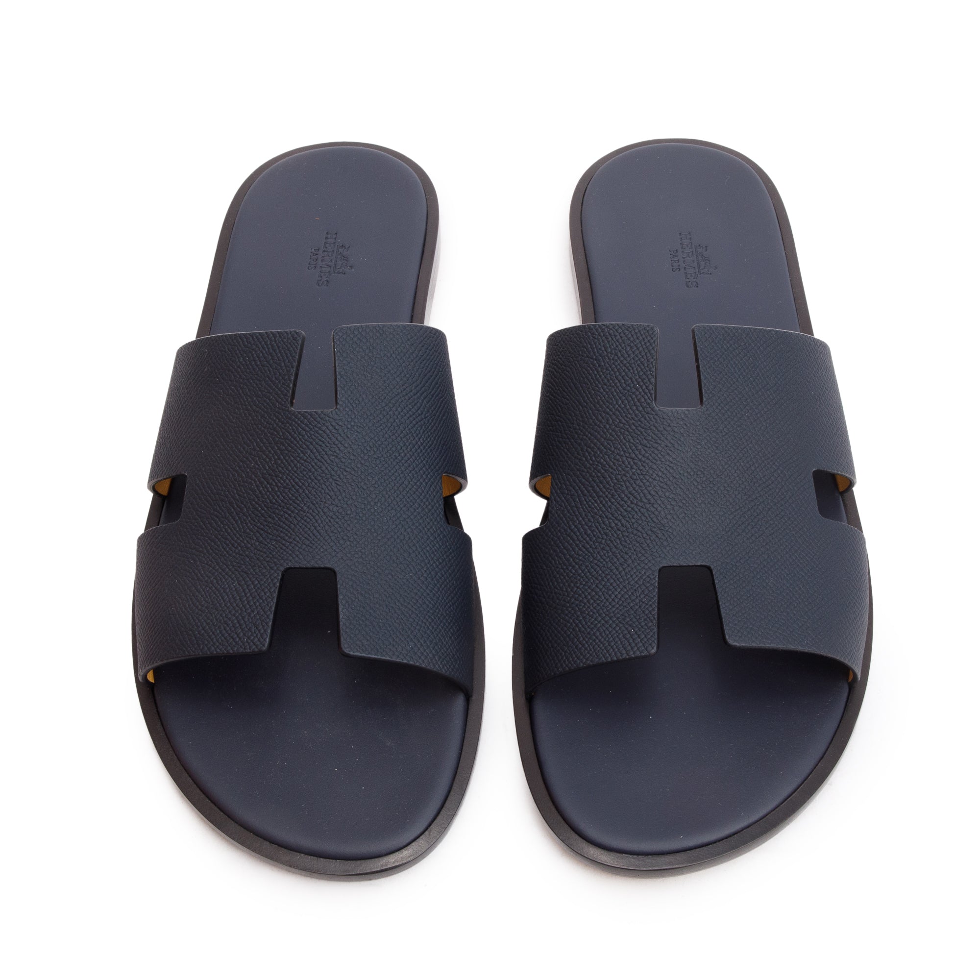 Hermes 2024 Marine Calfskin Leather Mens Izmir Sandals, Size 47 w/ Box & Receipt