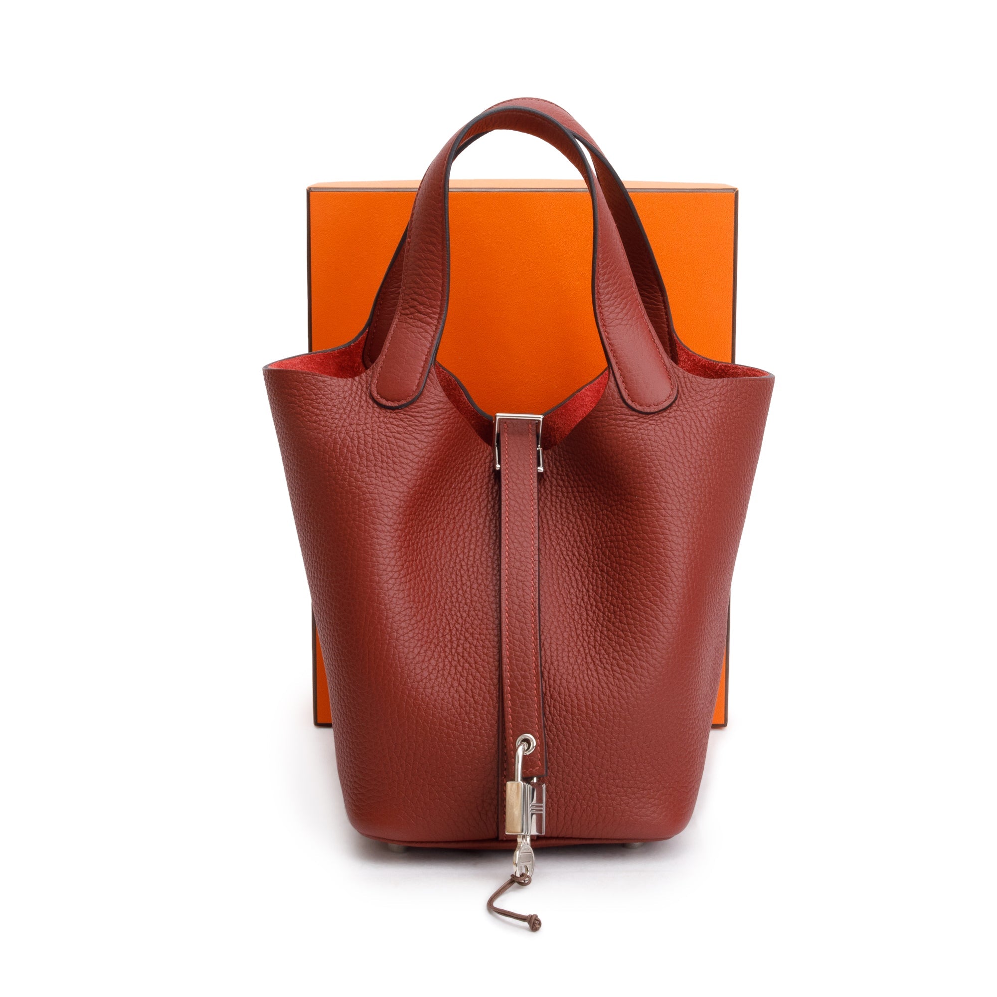 Hermes 2024 Rouge H Taurillon Clemence Picotin Lock 18 w/ Box & Receipt