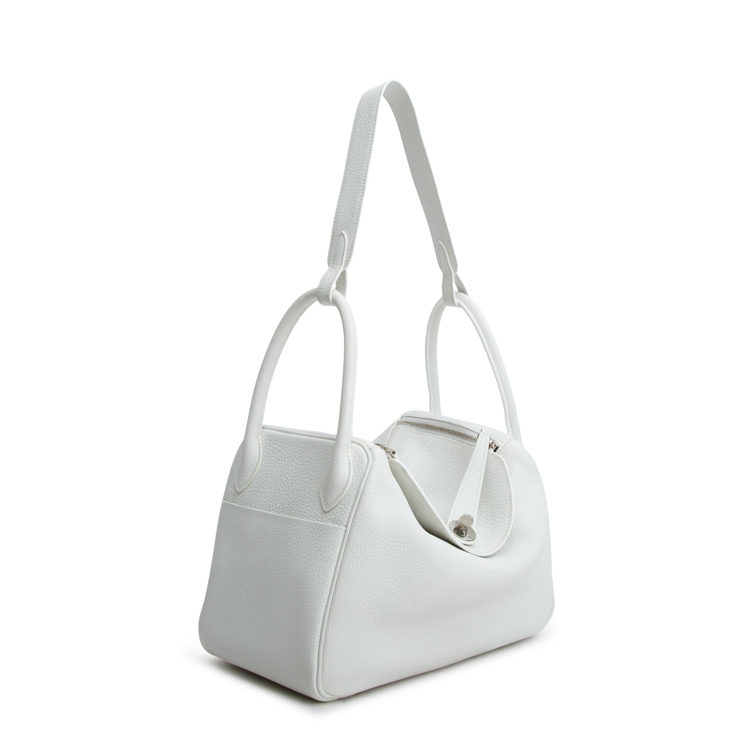 Hermes Blanc Taurillon Clemence Leather Lindy 30