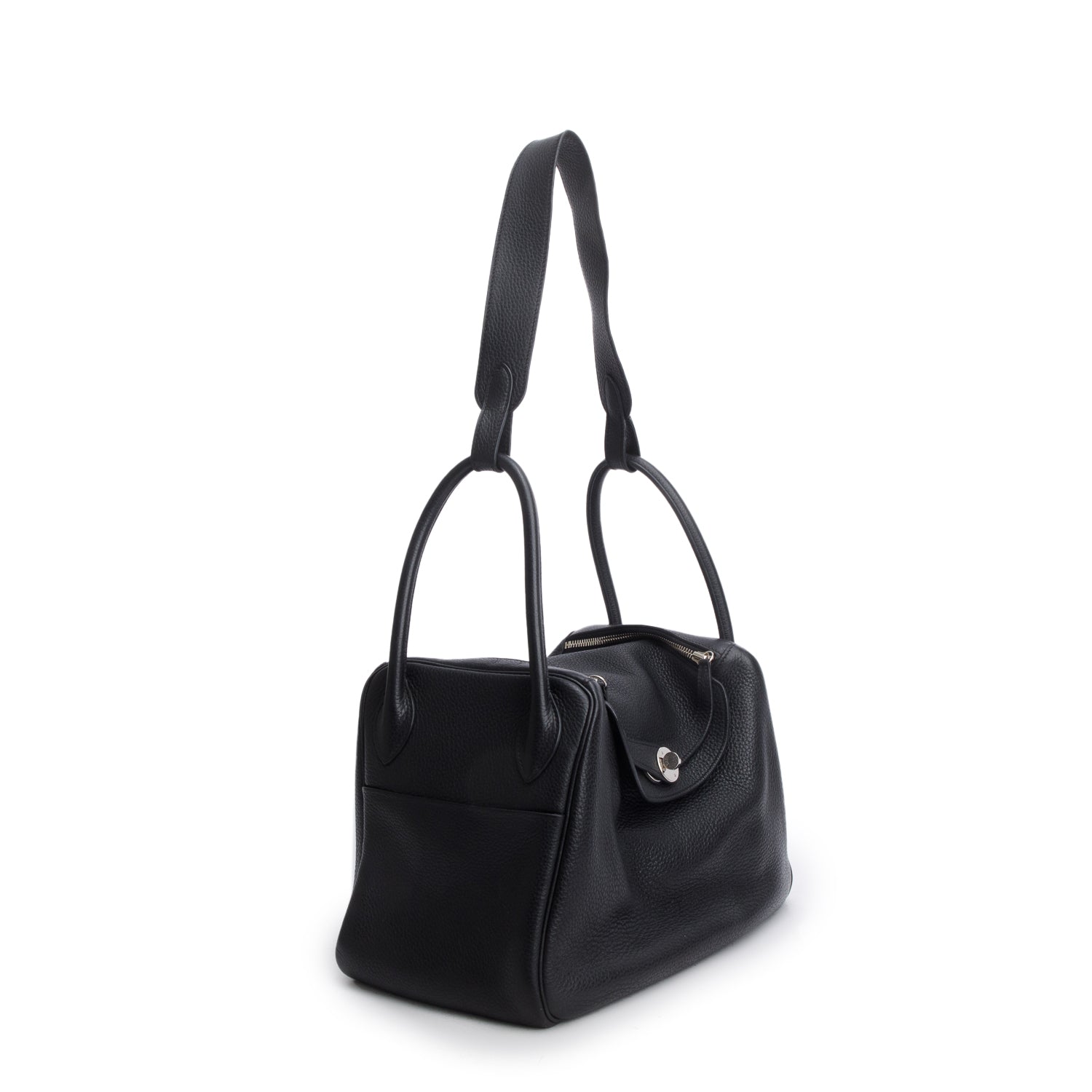 Hermes Noir Taurillon Clemence Leather Lindy 34