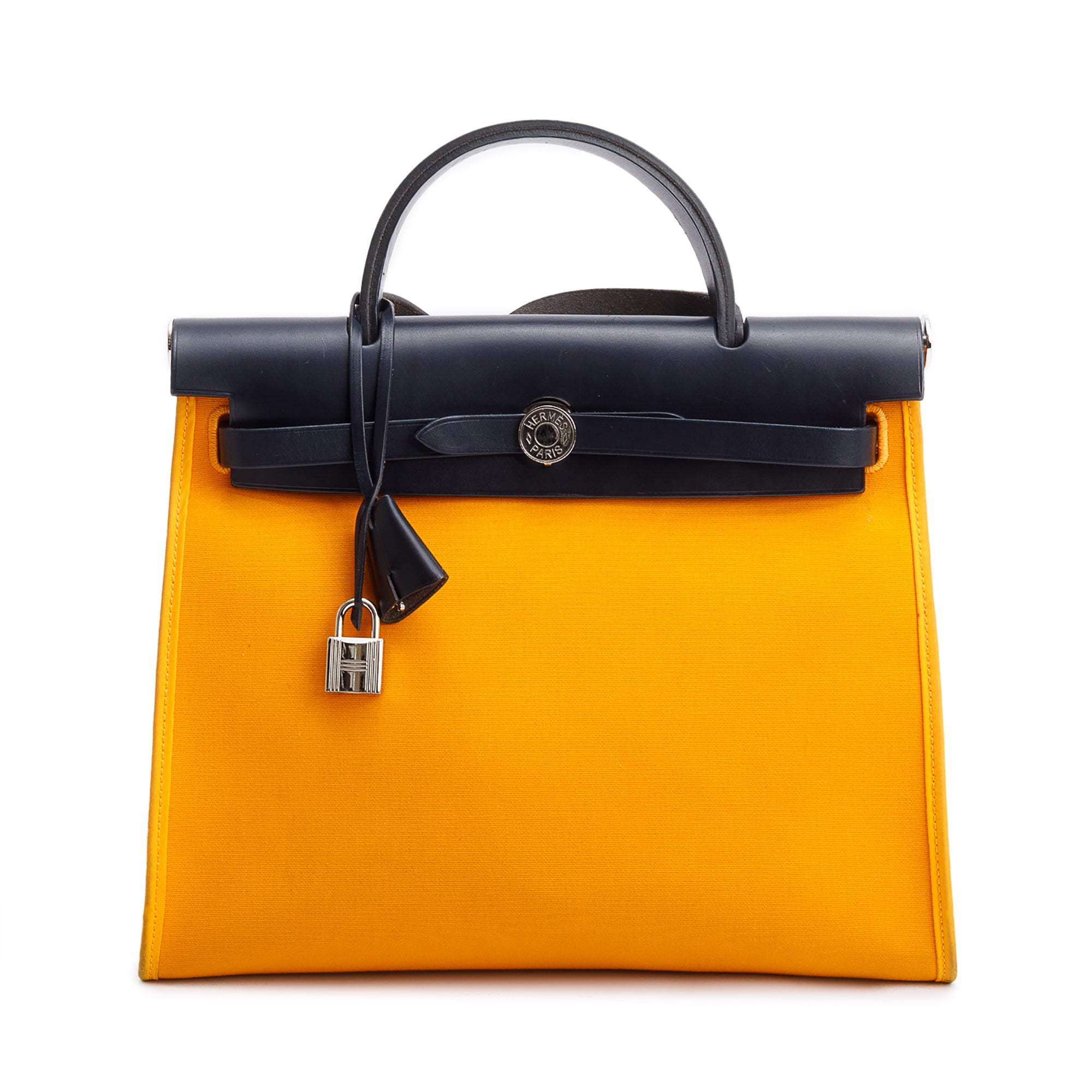 Hermes Jaune d'Or Toile H Blue Izmir Vache Hunter Herbag Zip 31 w/ Pouch