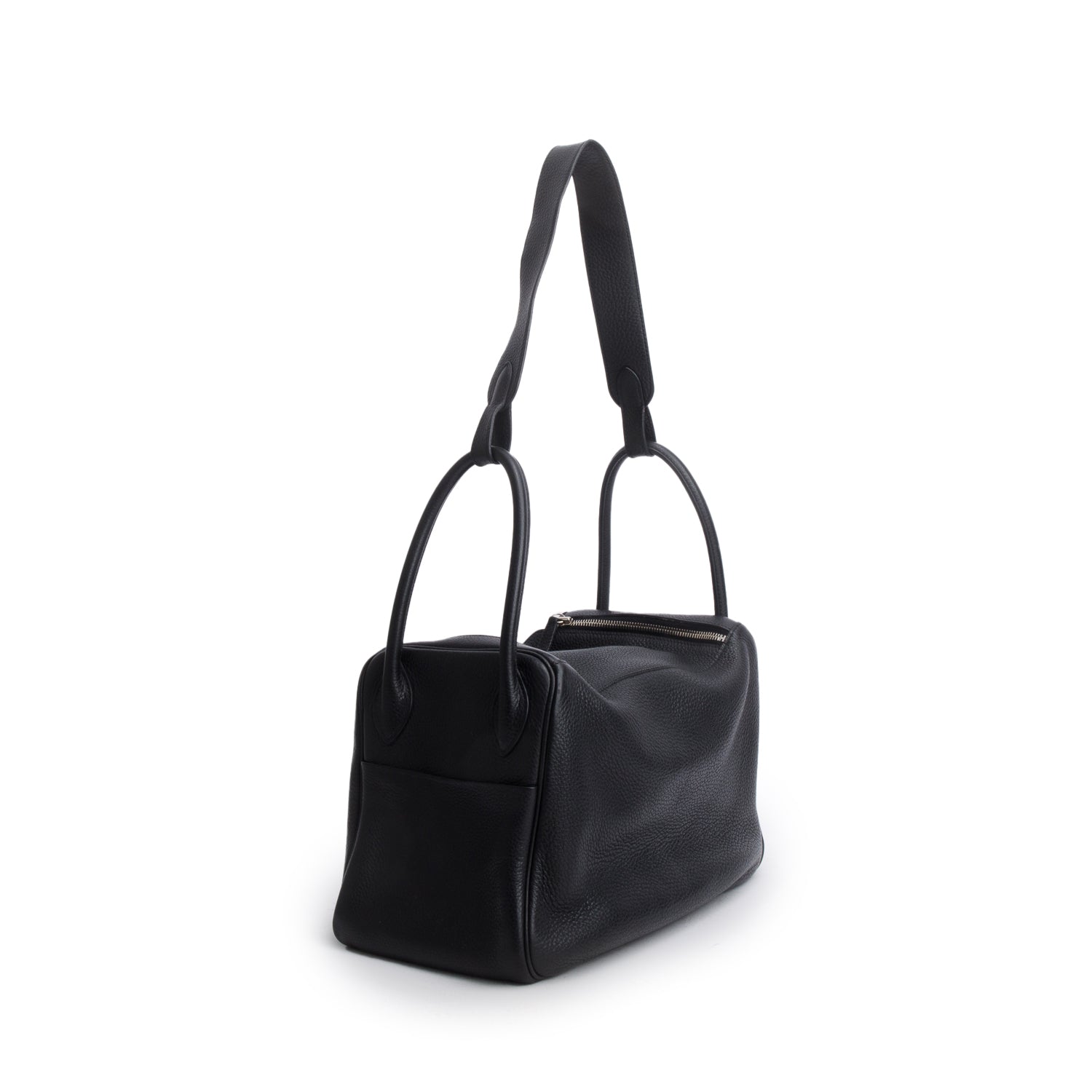 Hermes Noir Taurillon Clemence Leather Lindy 34