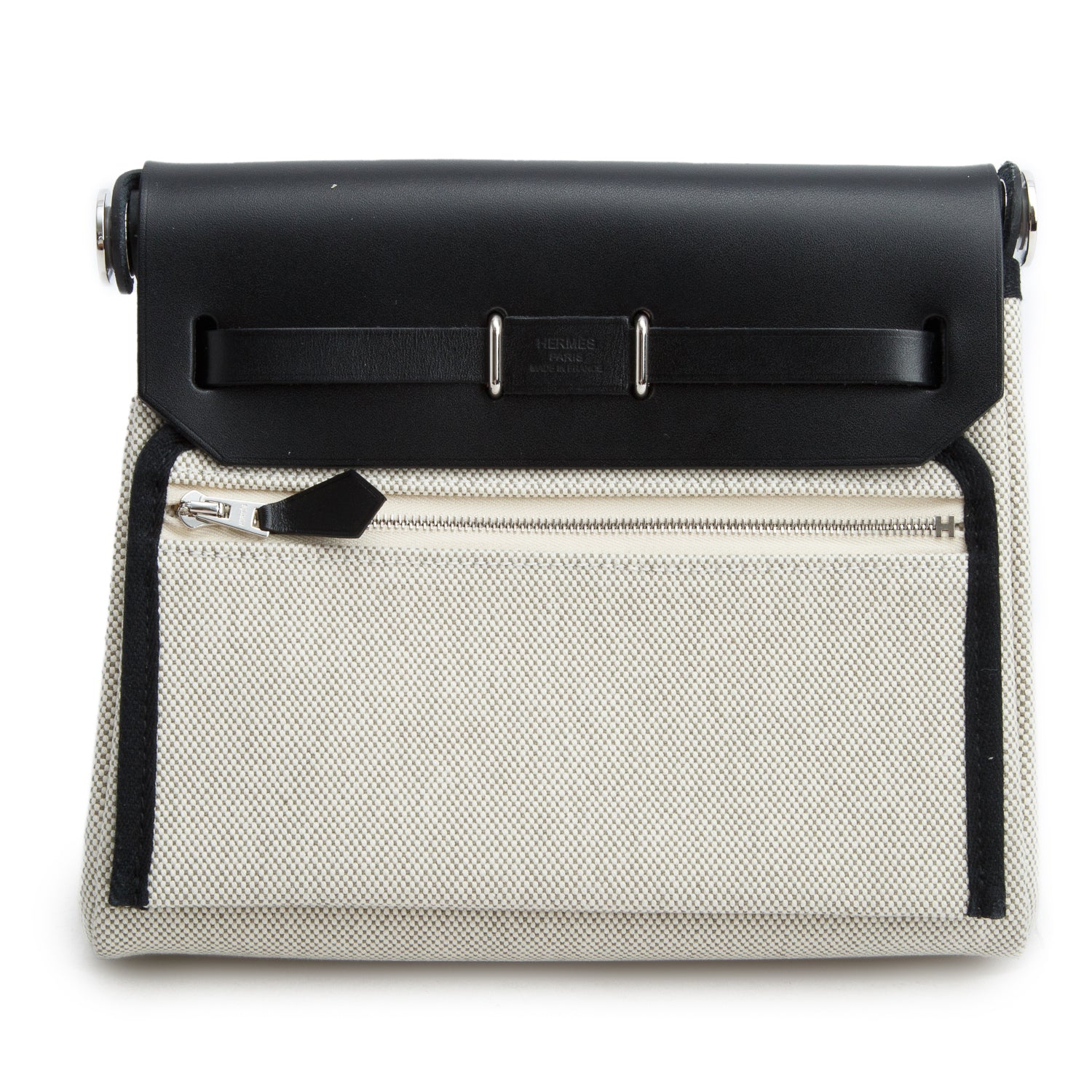 Hermes 2025 Ecru Noir Military Toile Vache Hunter Herbag Zip Retourne 20
