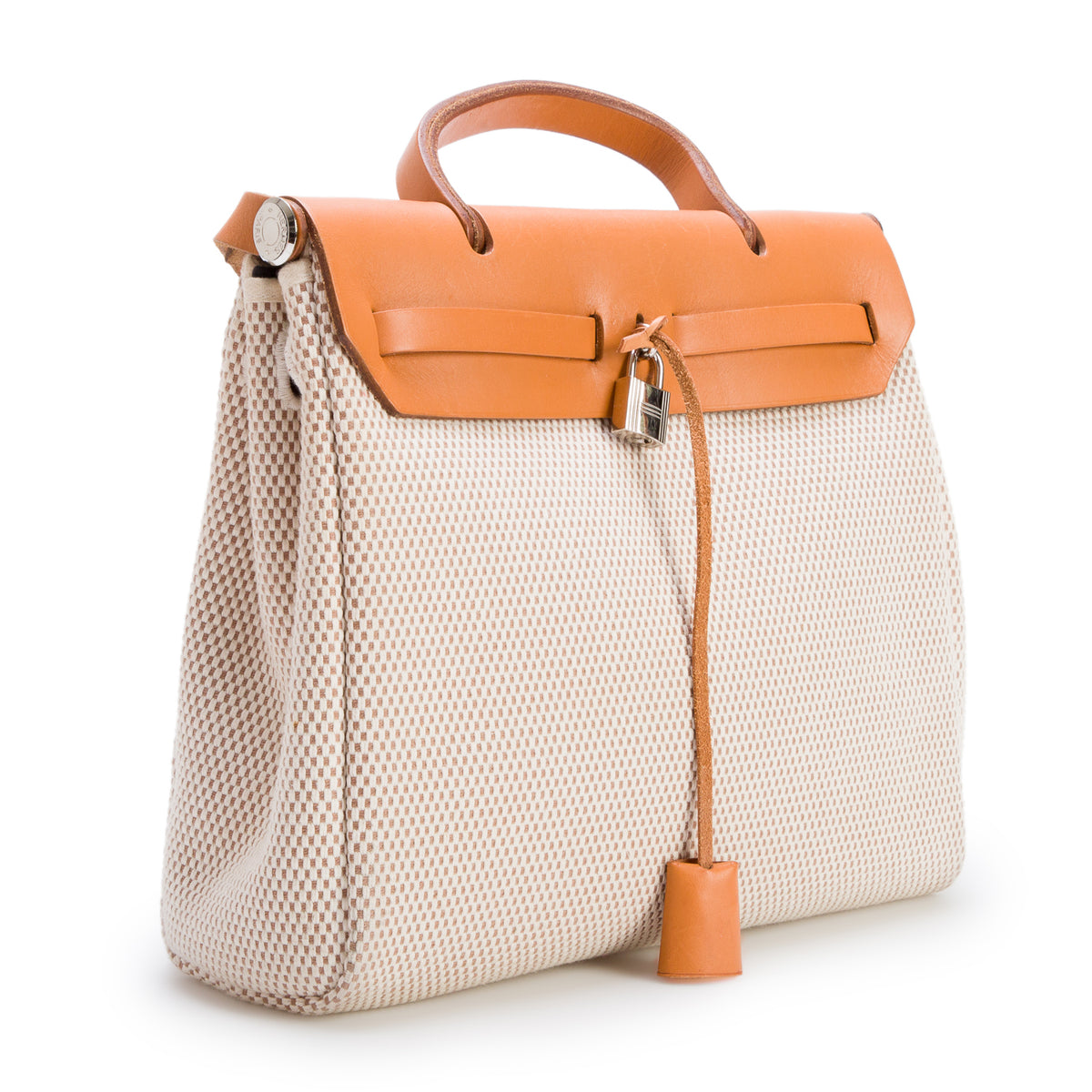 Hermes Ecru & Natural Vache Hunter Toile H Two Way Herbag PM w/ Strap