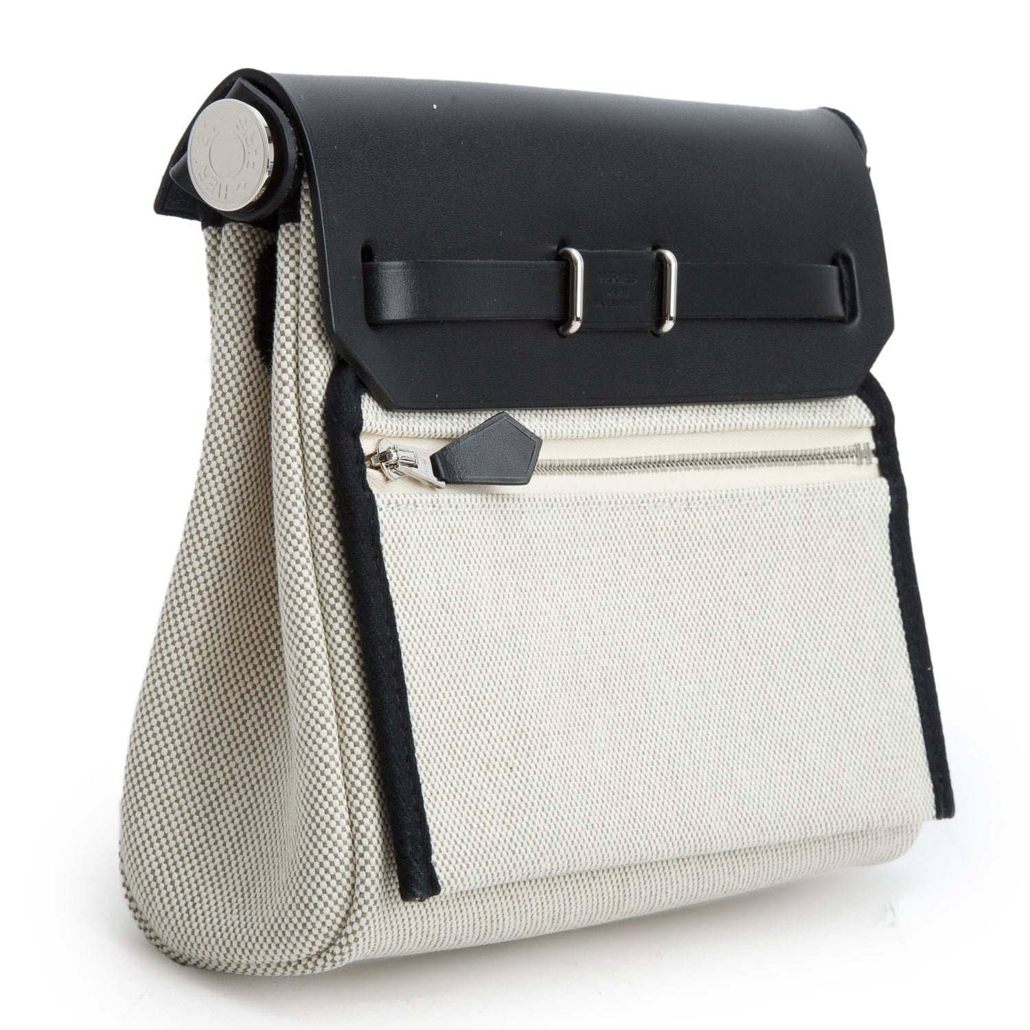 Hermes 2025 Ecru Noir Military Toile Vache Hunter Herbag Zip Retourne 20