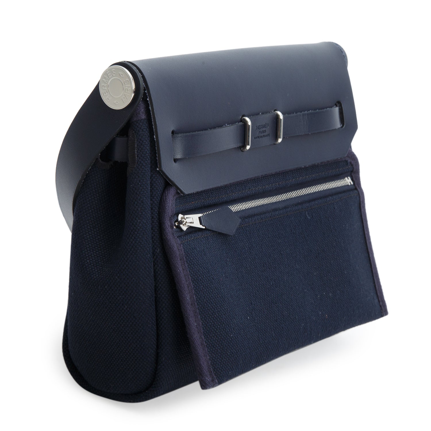 Hermes 2026 Bleu Nuit/Noir Military Toile Vache Hunter Herbag Zip Retourne 20