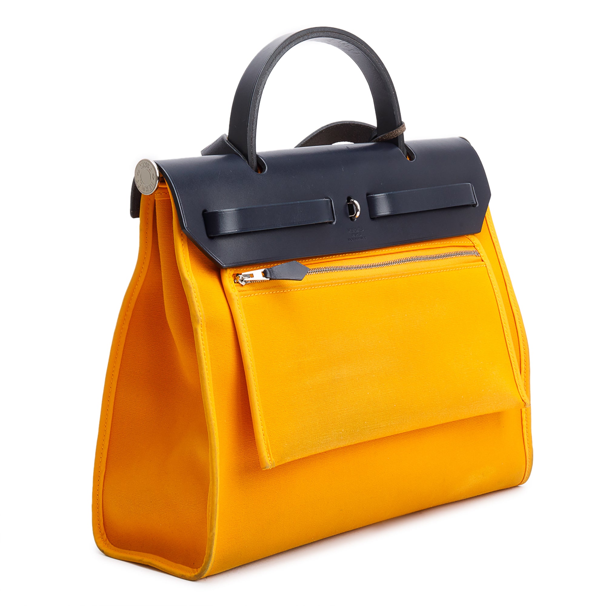 Hermes Jaune d'Or Toile H Blue Izmir Vache Hunter Herbag Zip 31 w/ Pouch