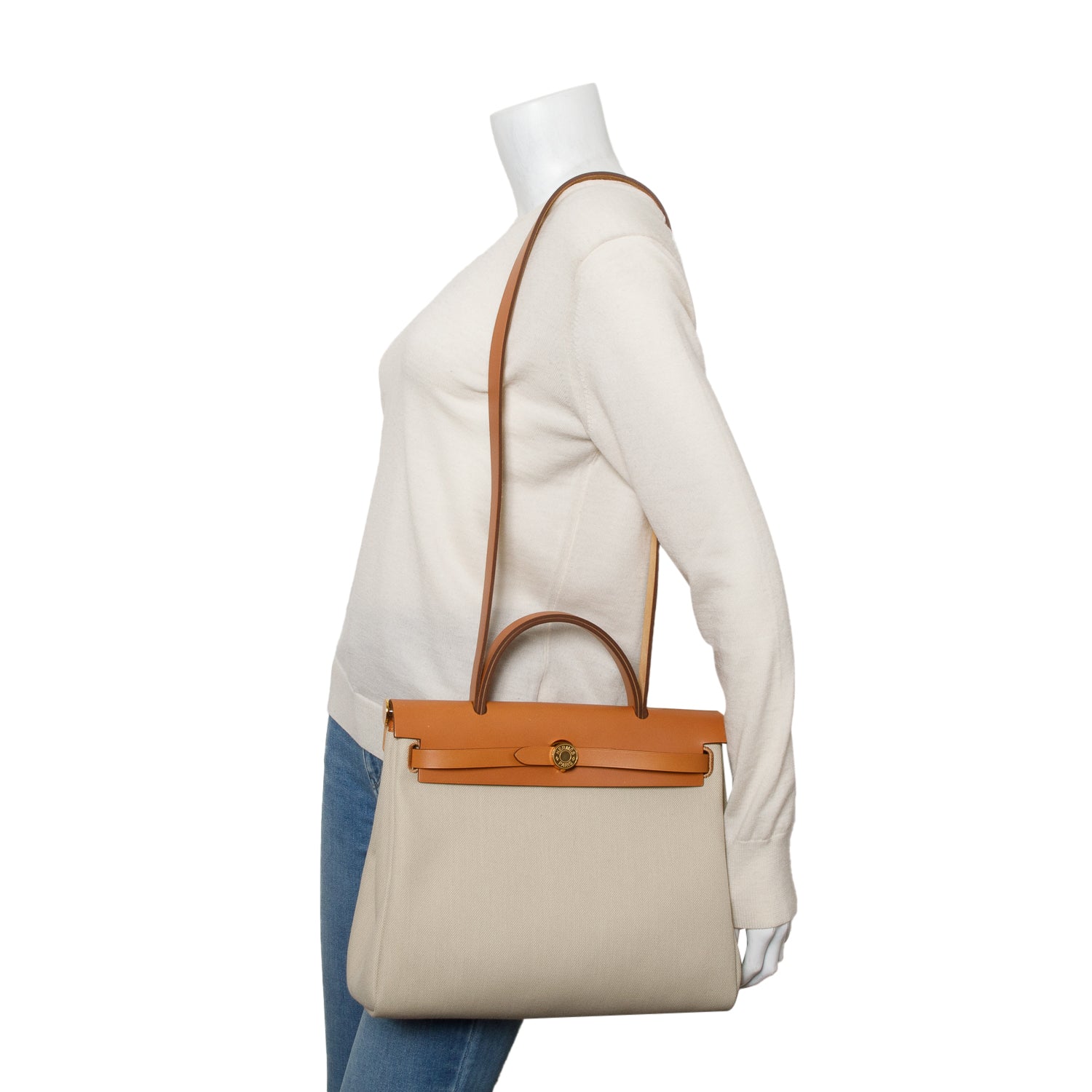 Hermes 2025 Beton Naturel Toile Militaire Vache Hunter Herbag Zip 31 Retourne PM w/ Pouch