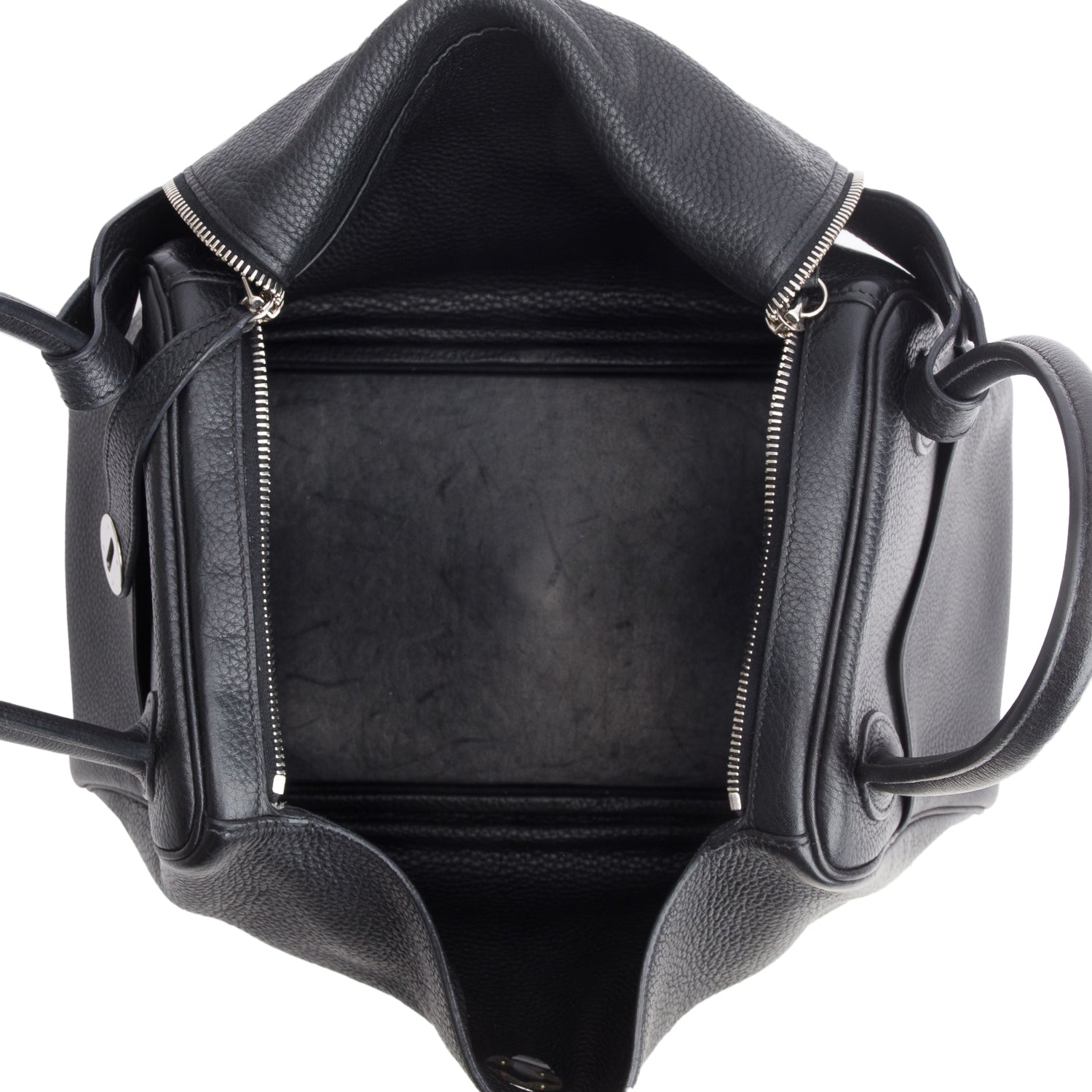 Hermes Noir Taurillon Clemence Leather Lindy 34