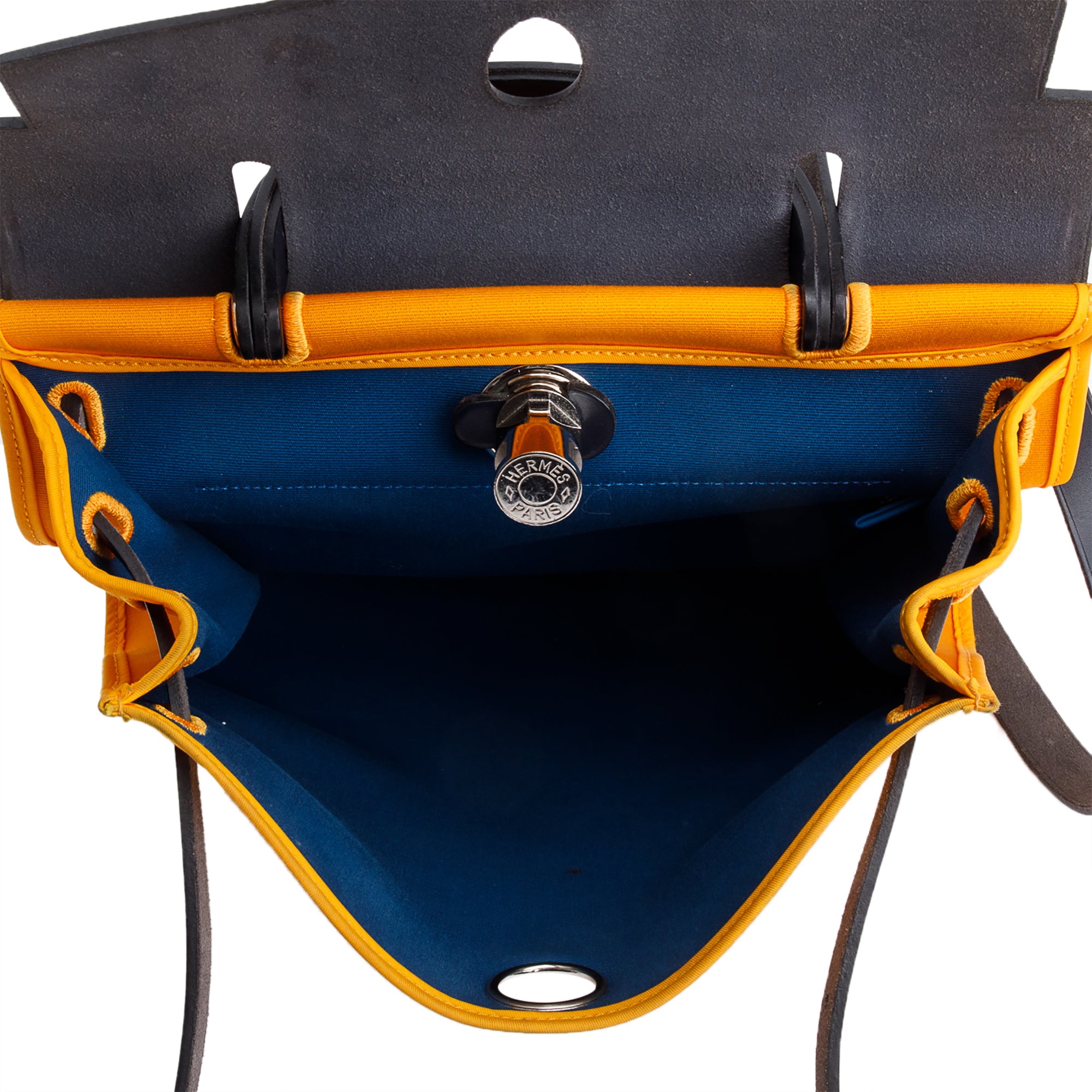 Hermes Jaune d'Or Toile H Blue Izmir Vache Hunter Herbag Zip 31 w/ Pouch