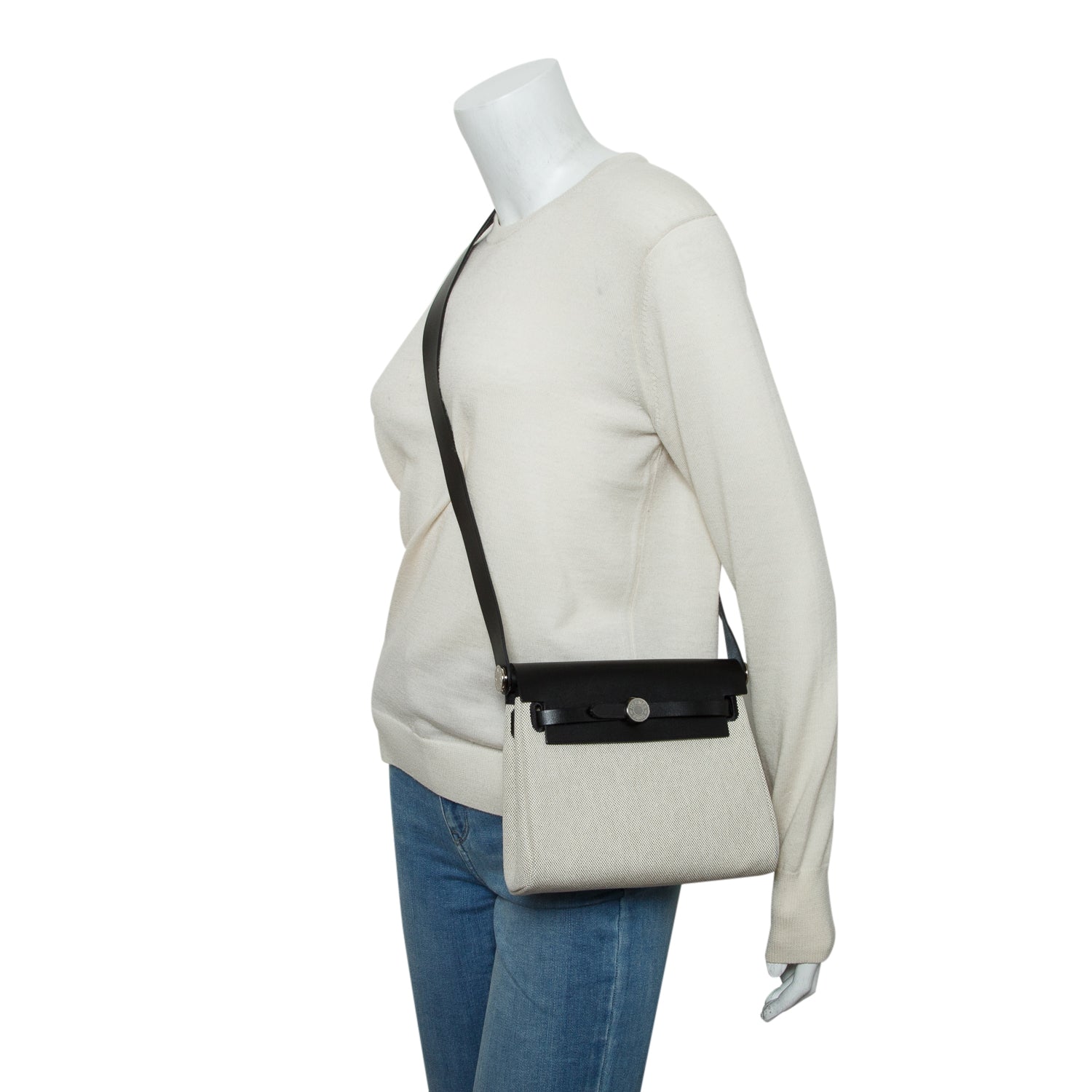 Hermes 2025 Ecru Noir Military Toile Vache Hunter Herbag Zip Retourne 20
