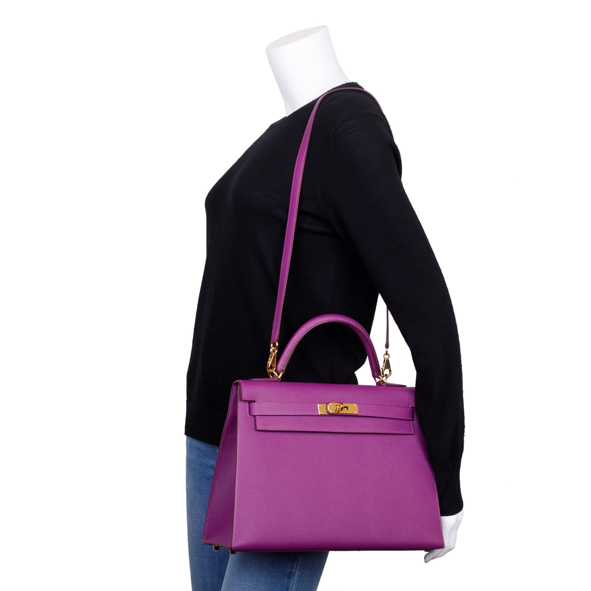 Hermes Anemone Epsom Kelly Sellier II 32 w/ Strap, Box & Receipt