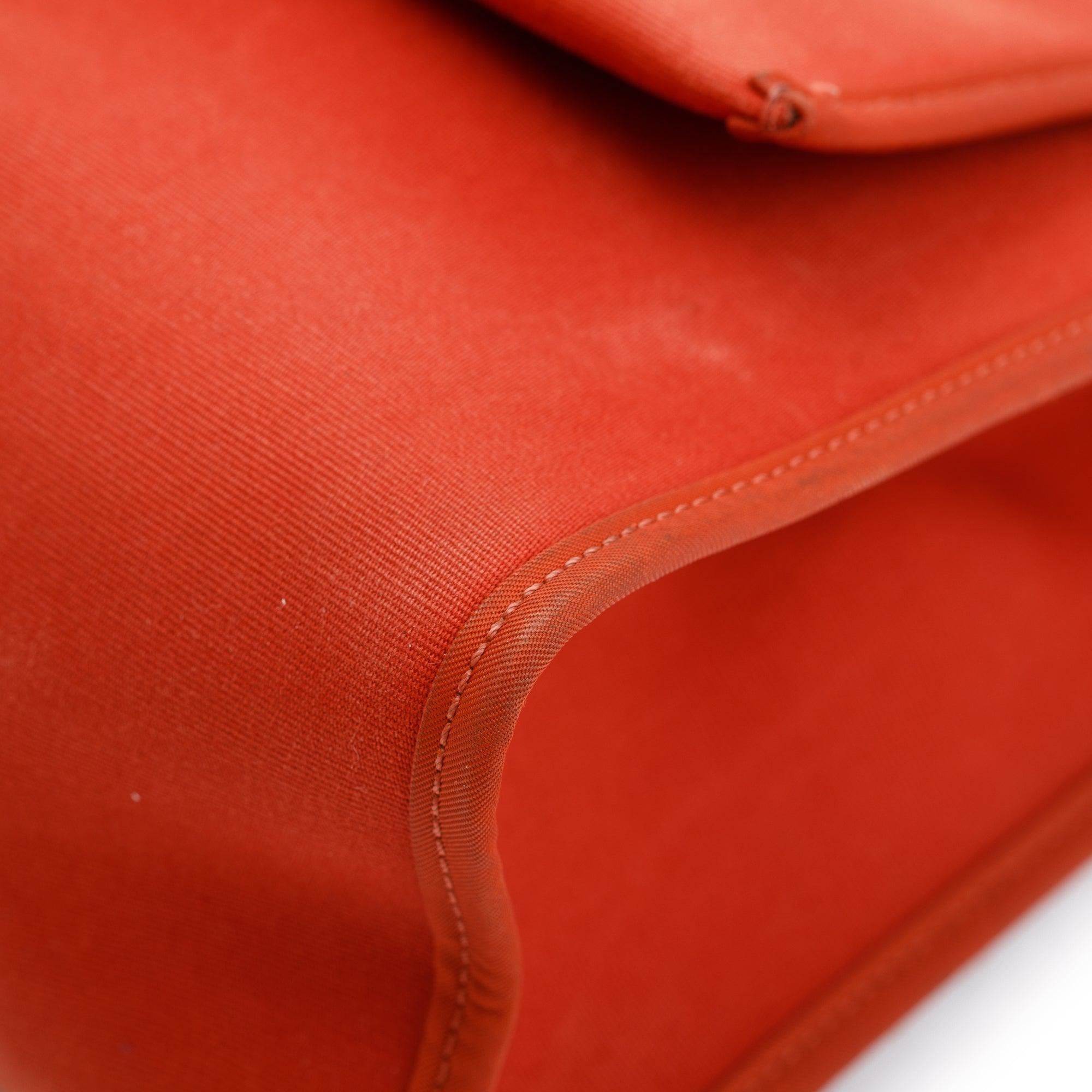 Hermes Beton Rouge Toile Militaire Vache Hunter Herbag Zip 31 w/ Pouch