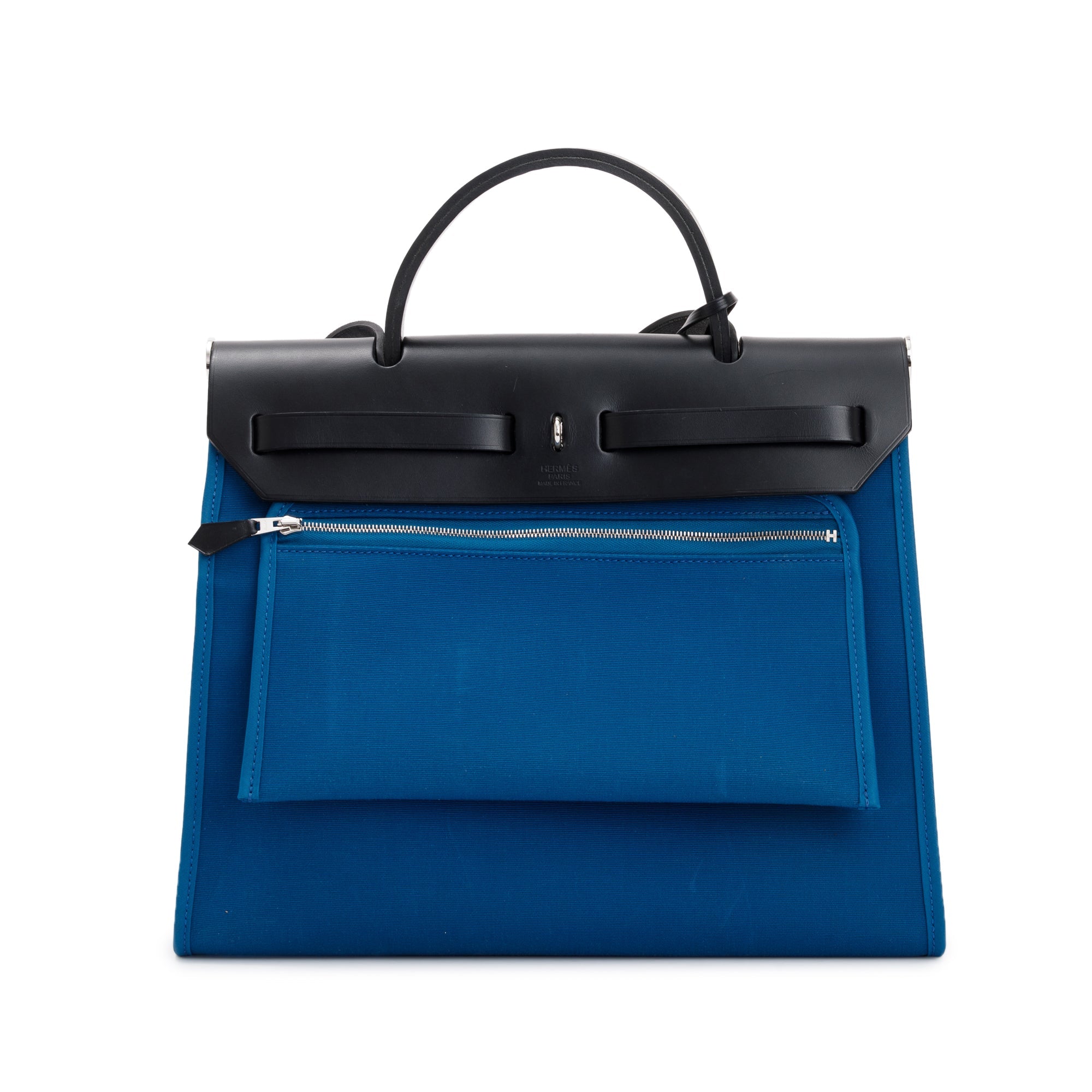 Hermes Black Blue De Malte Toile Vache Hunter Herbag Zip Retourne 31