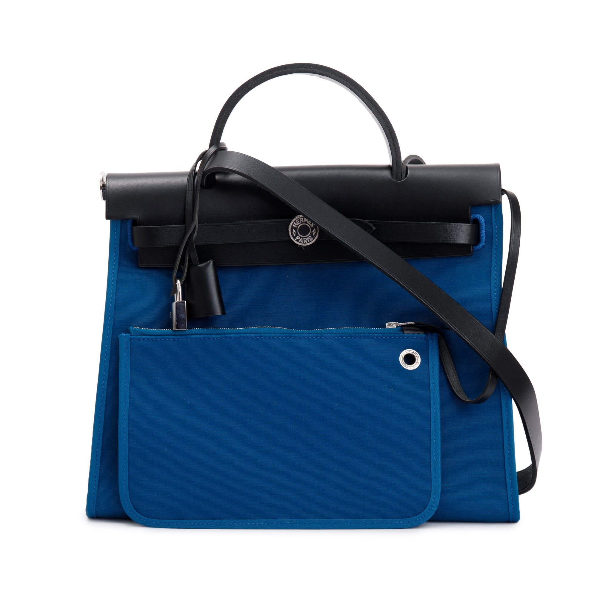 Hermes Black Blue De Malte Toile Vache Hunter Herbag Zip Retourne 31