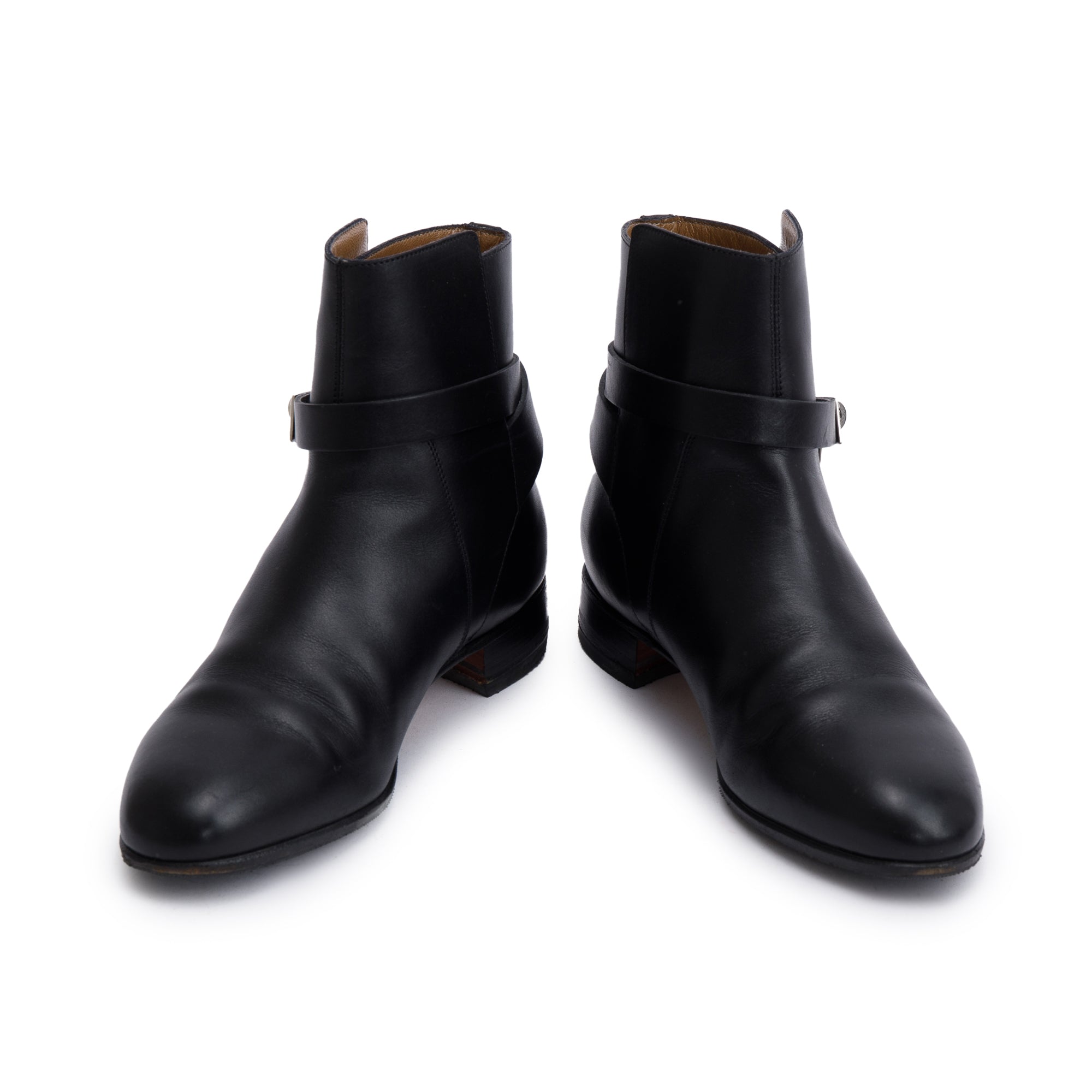 Hermes Black Calfskin Leather Neo Ankle Boots, Size 35