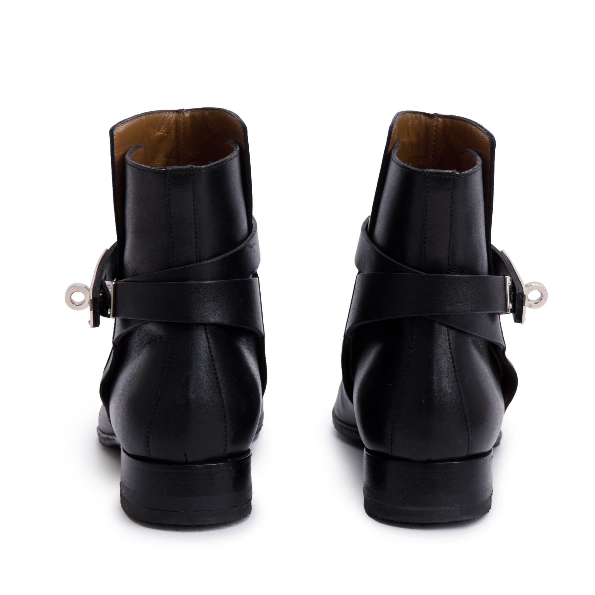 Hermes Black Calfskin Leather Neo Ankle Boots, Size 35