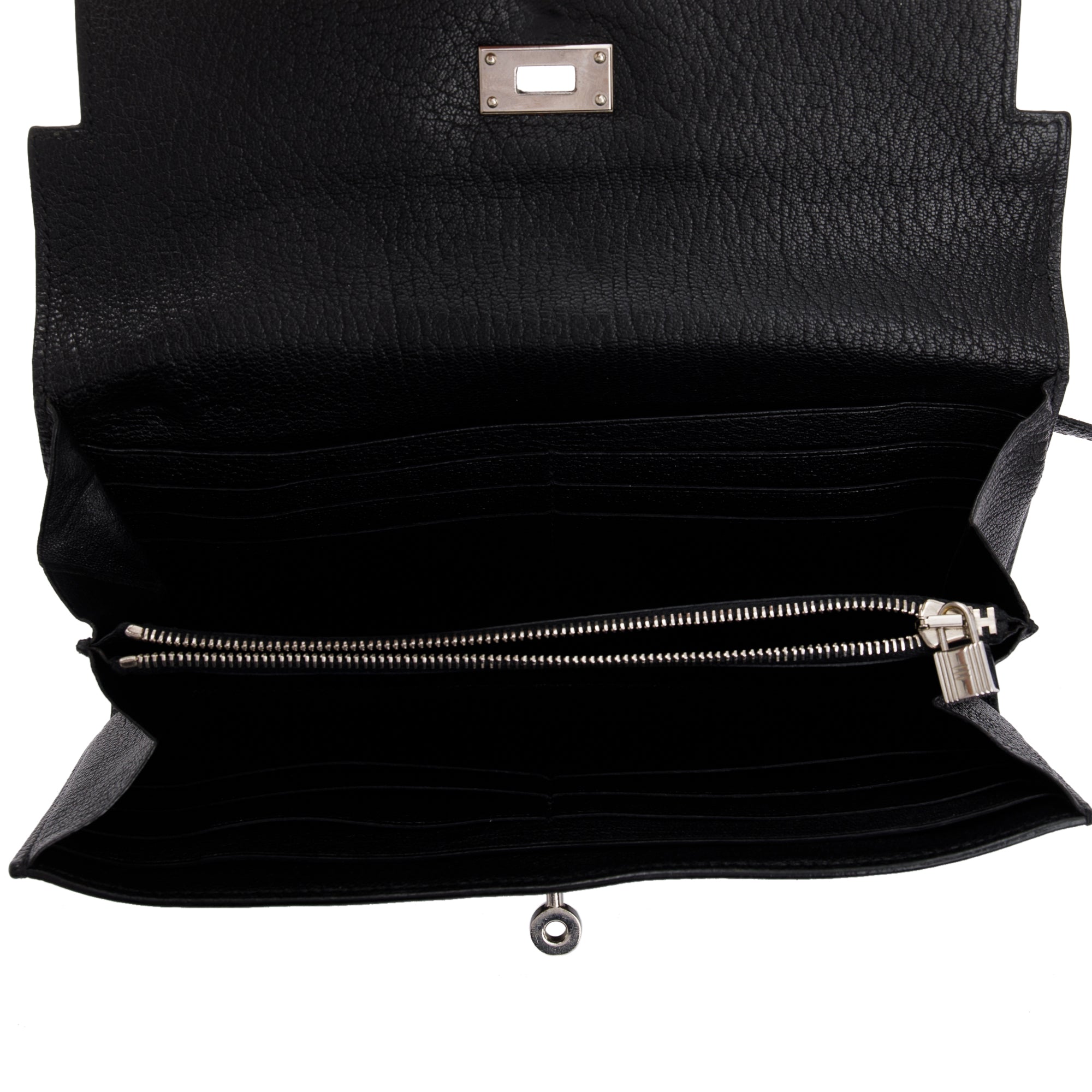 Hermes Black Chevre Mysore Goatskin Classic Kelly Longue Wallet