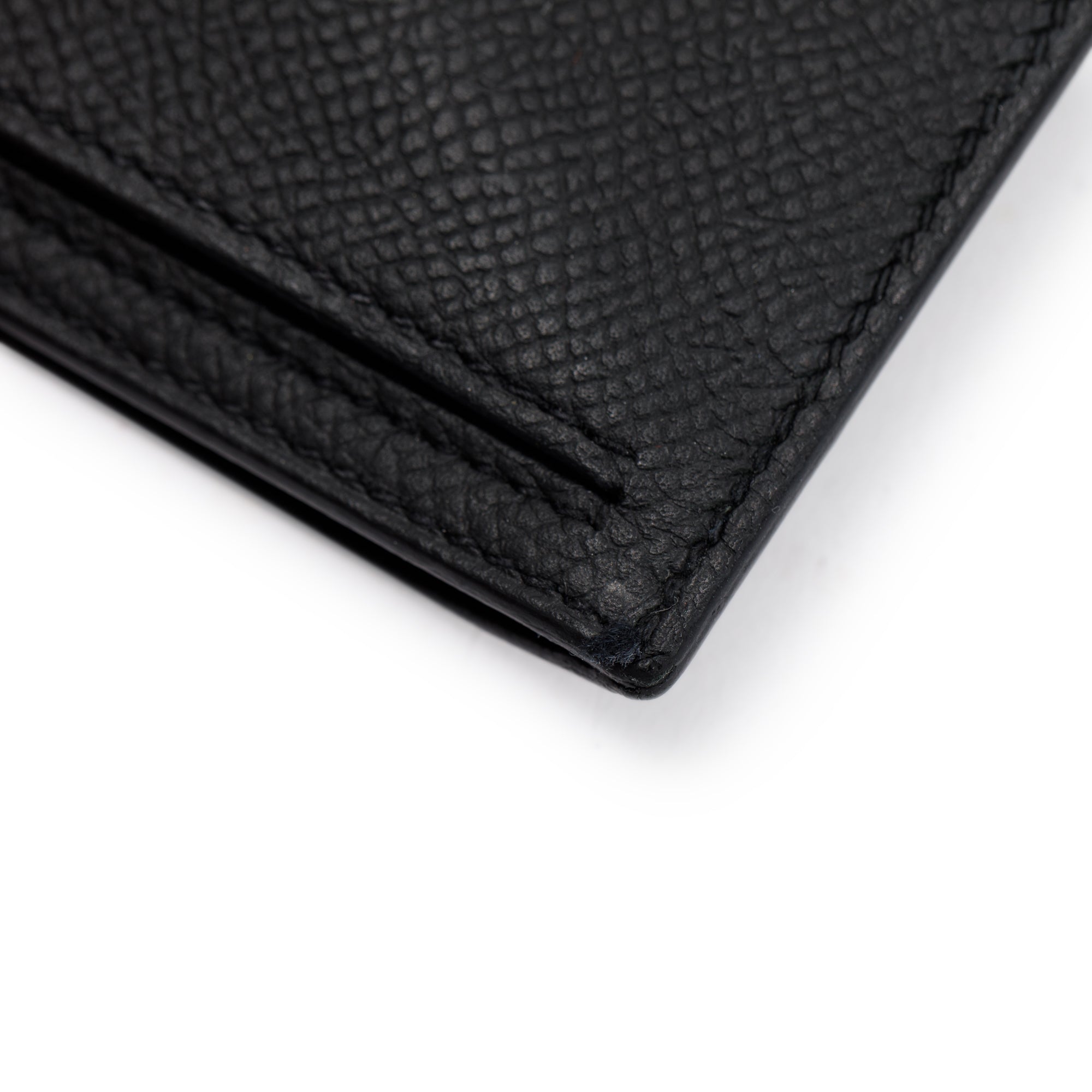 Hermes Black Epsom Leather Bearn Compact Wallet