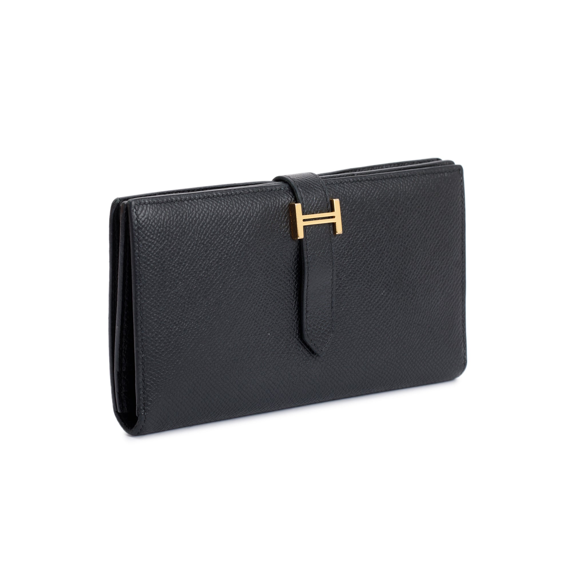 Hermes Black Epsom Leather Bearn Gusset Wallet