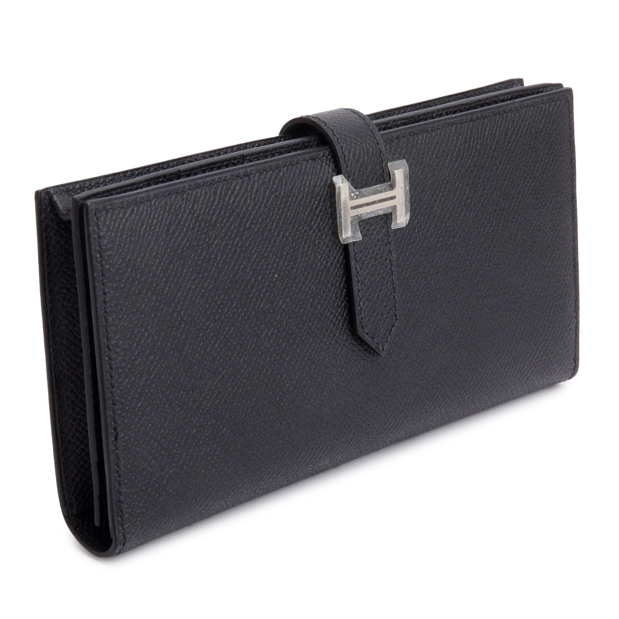 Hermes Black Epsom Leather Bearn Gusset Wallet