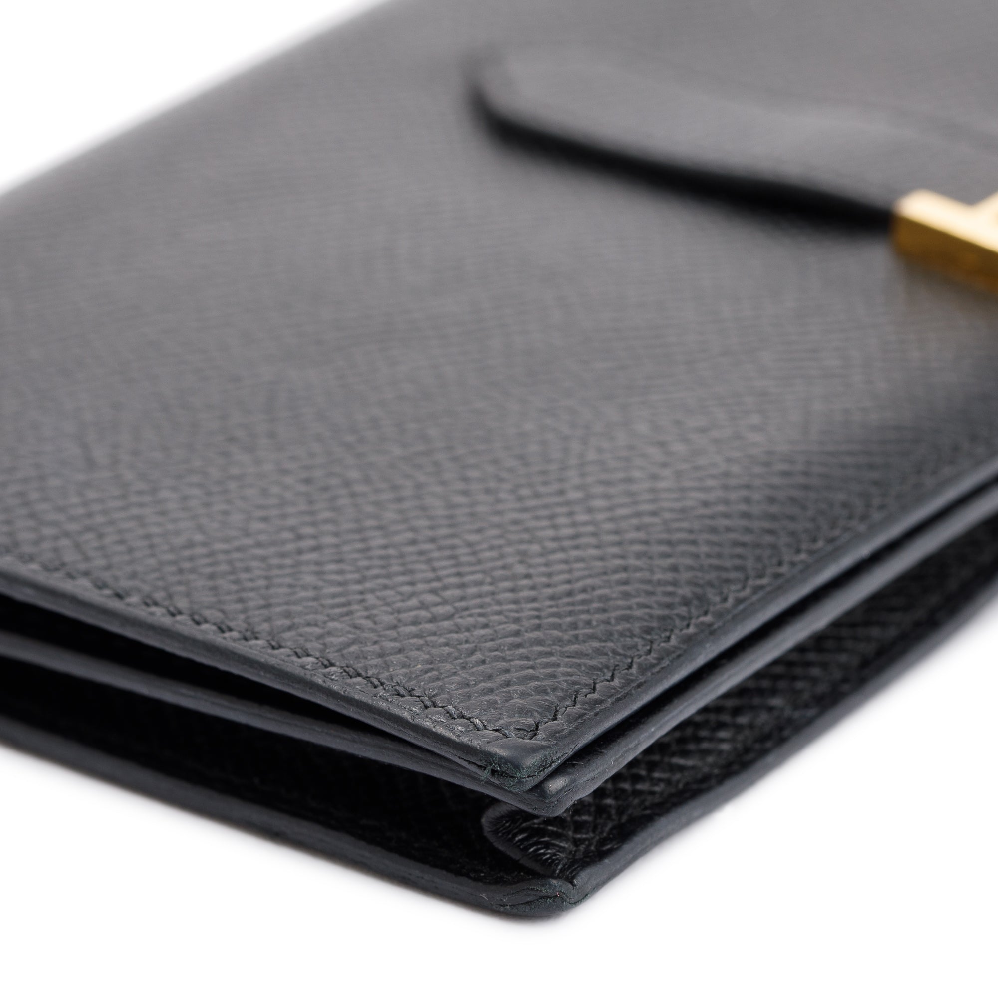 Hermes Black Epsom Leather Bearn Gusset Wallet