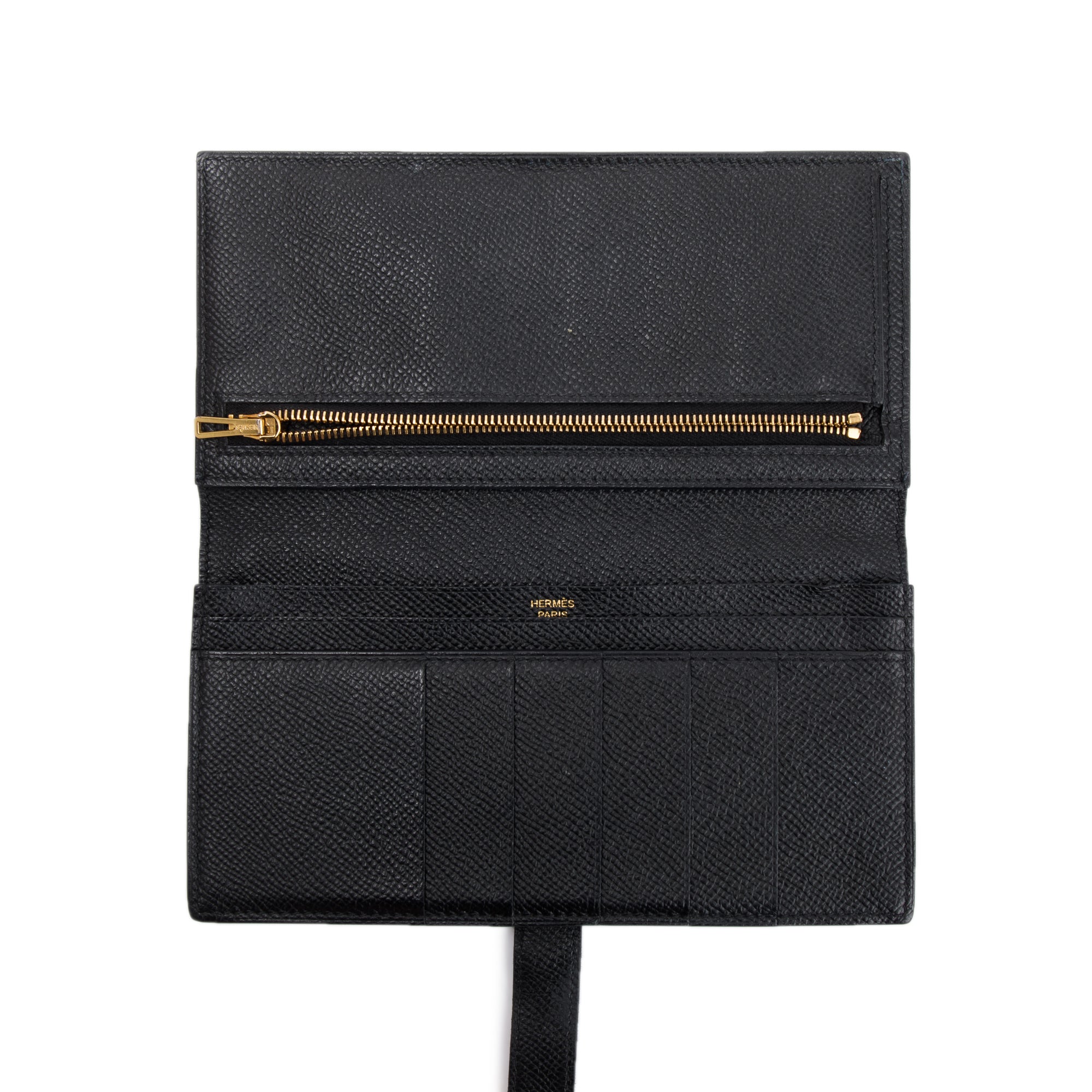 Hermes Black Epsom Leather Bearn Gusset Wallet