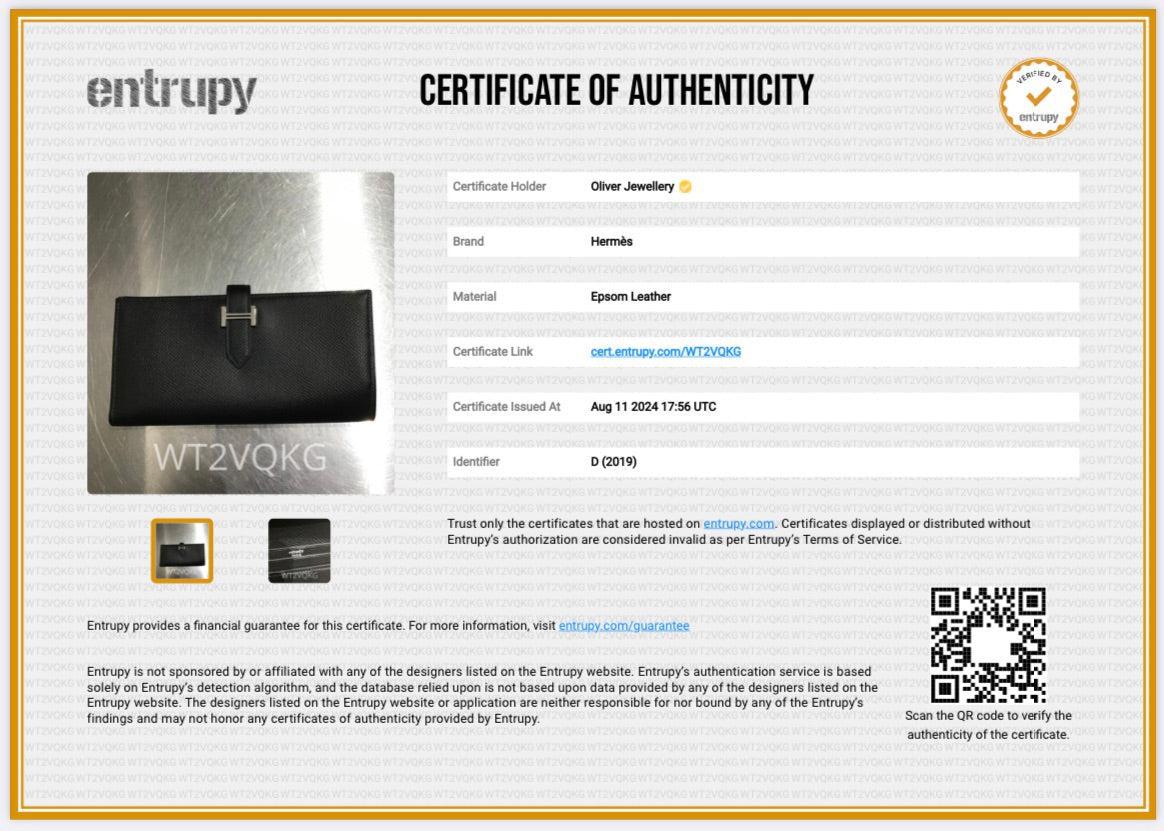 Hermes Black Epsom Leather Bearn Gusset Wallet w/ Box