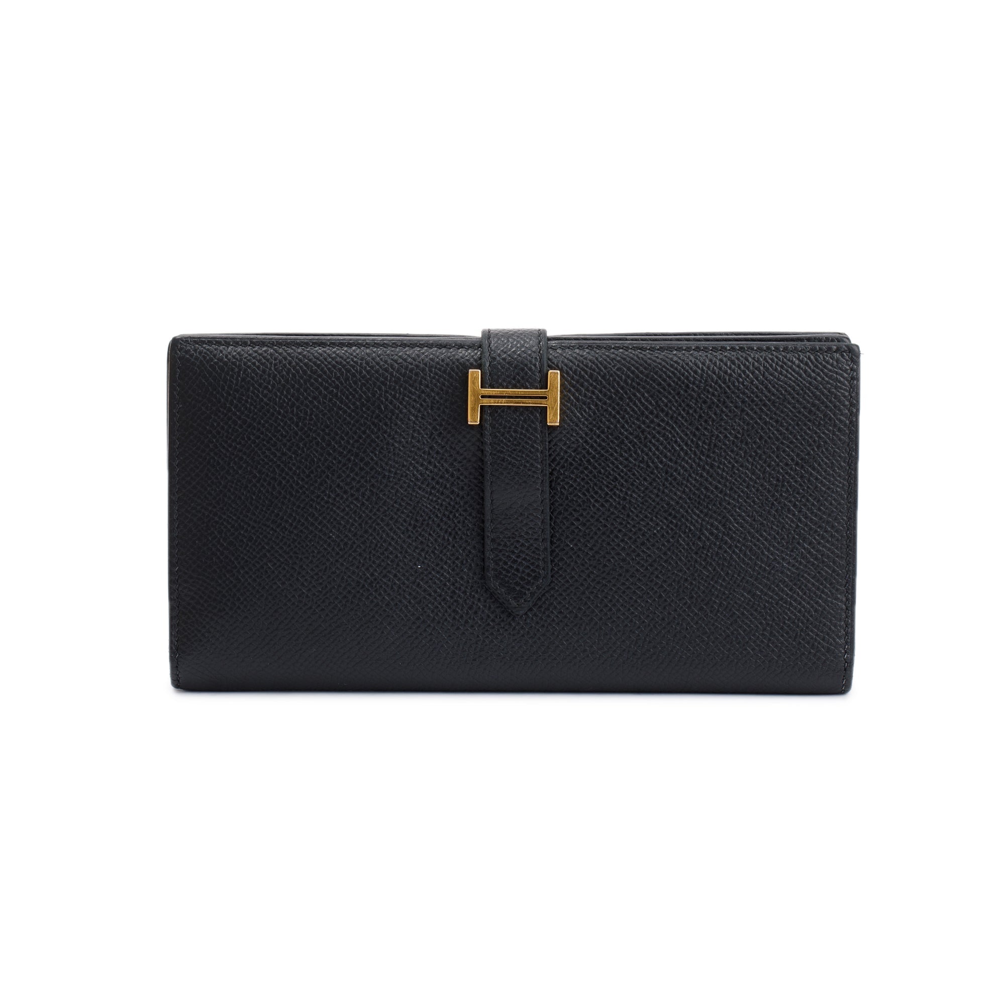 Hermes Black Epsom Leather Bearn Gusset Wallet