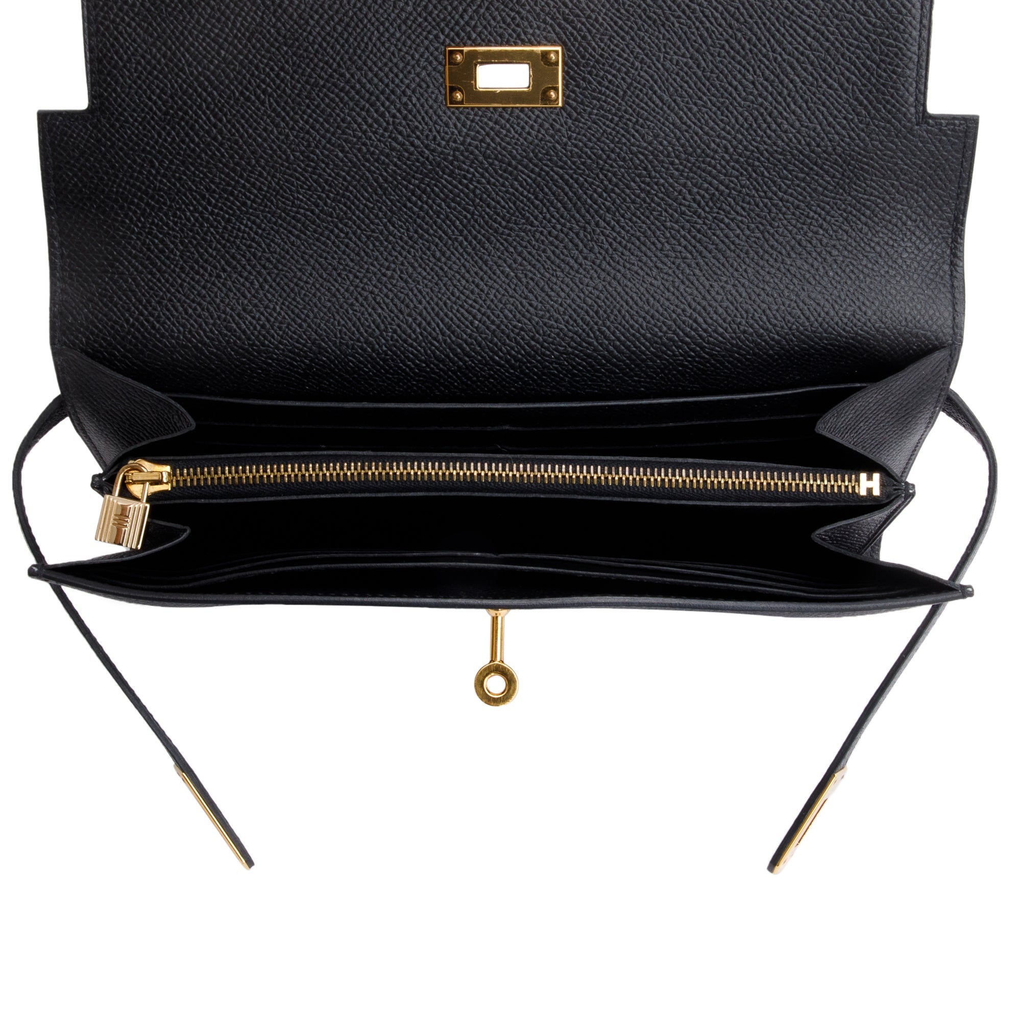 Hermes Black Epsom Leather Classic Kelly Longue Wallet w/ Box