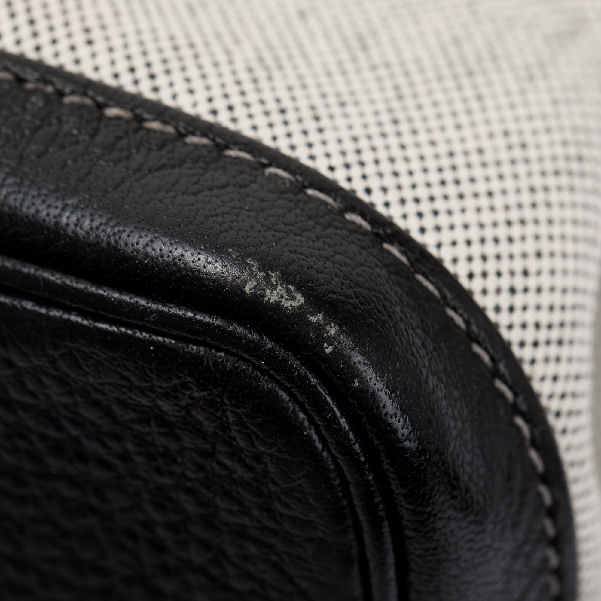 Hermes Black Leather Grey Toile H Garden Party 36