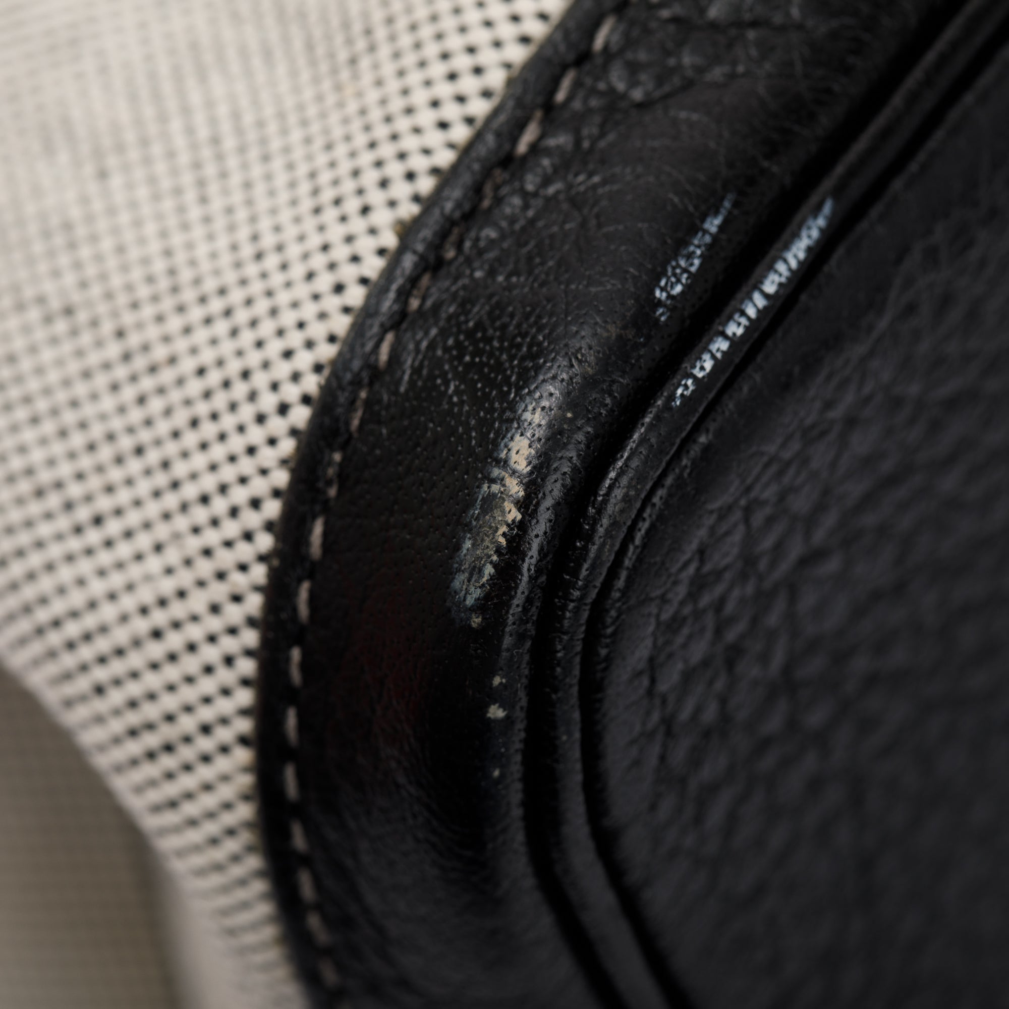 Hermes Black Leather Grey Toile H Garden Party 36