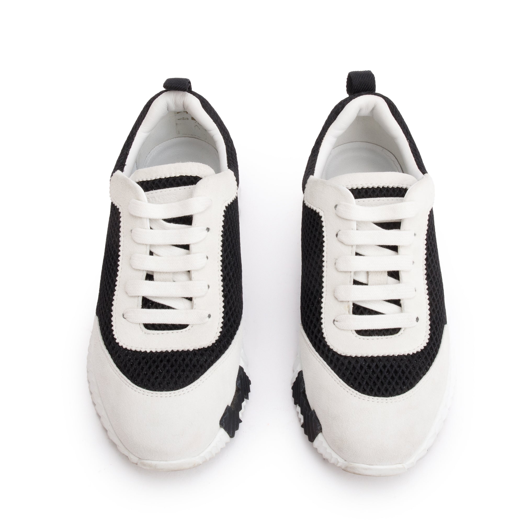 Hermes Black Mesh Suede Goatskin Bouncing Sneakers, Size 36 w/ Box