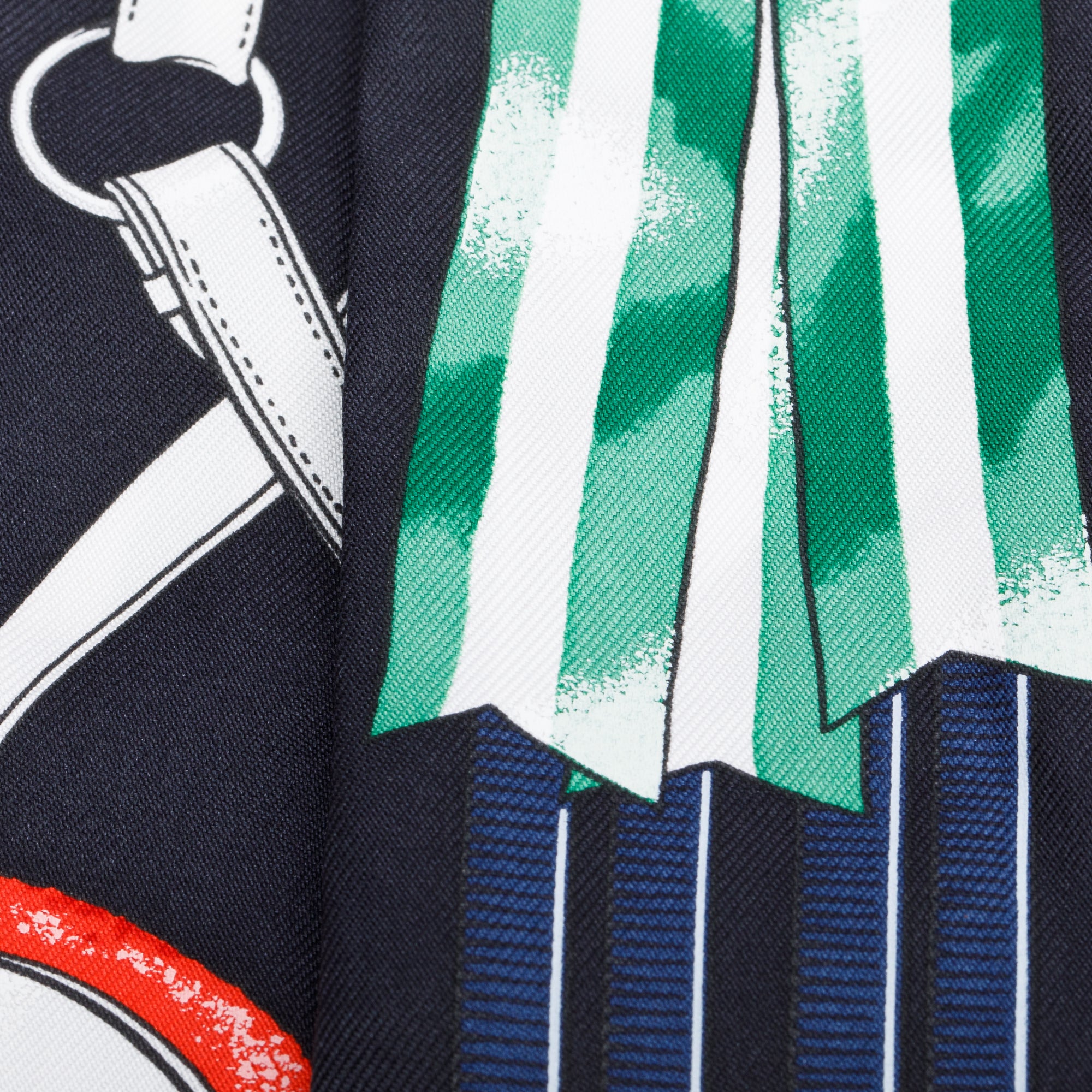 Hermes Black Multicolor 'Jumping' Silk Twilly w/ Box