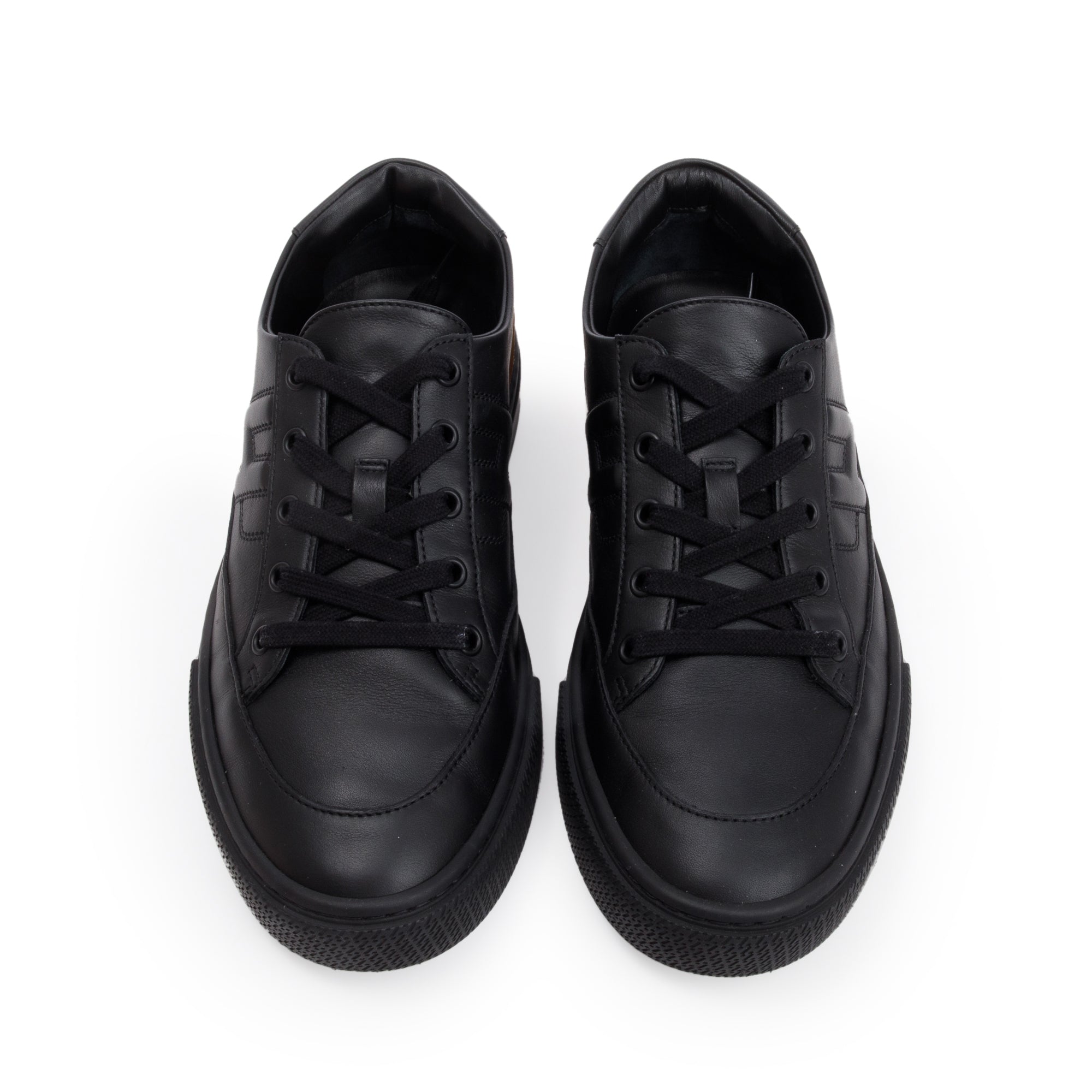 Hermes Black Noir Calfskin Leather Deep Sneakers, Size 41 w/ Box