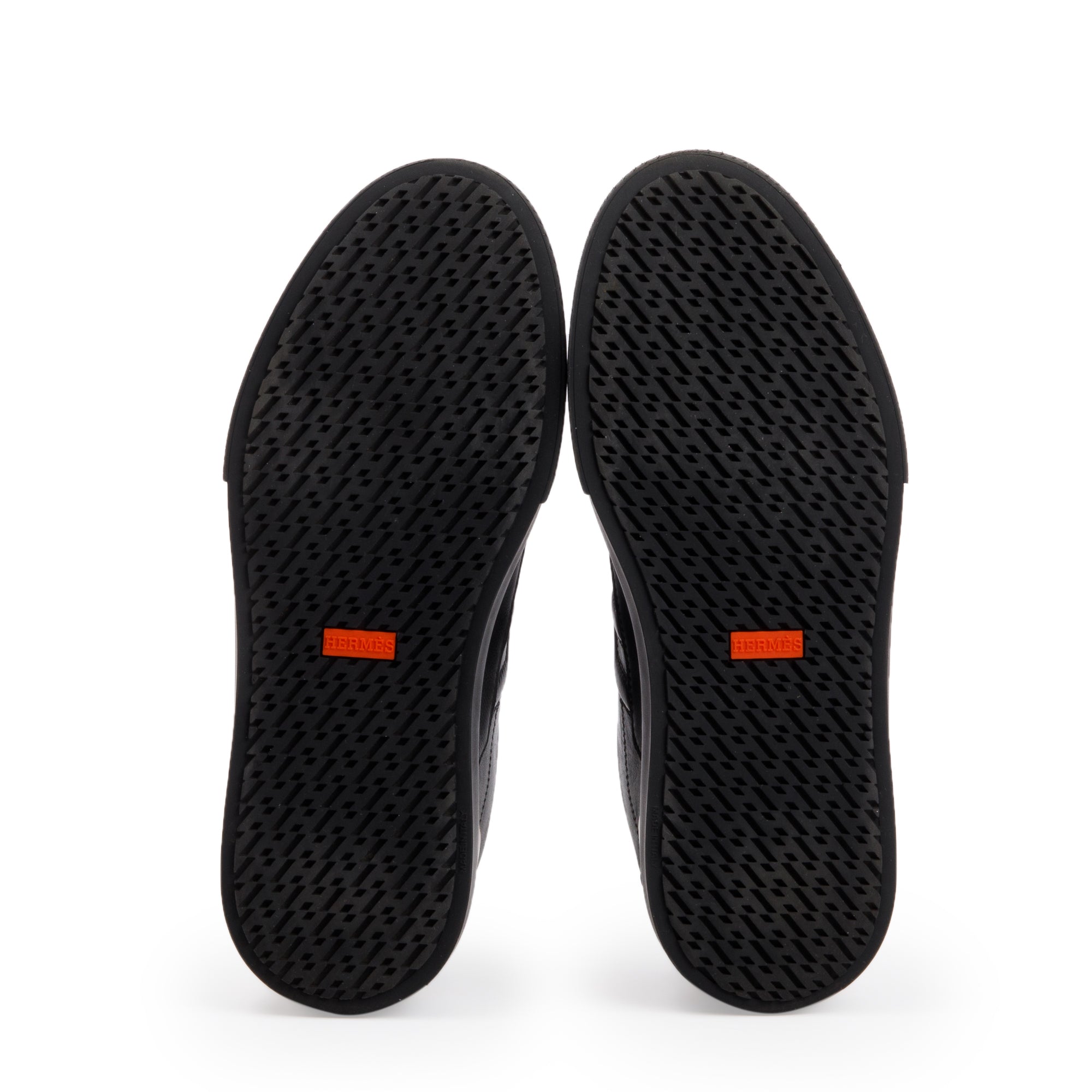 Hermes Black Noir Calfskin Leather Deep Sneakers, Size 41 w/ Box