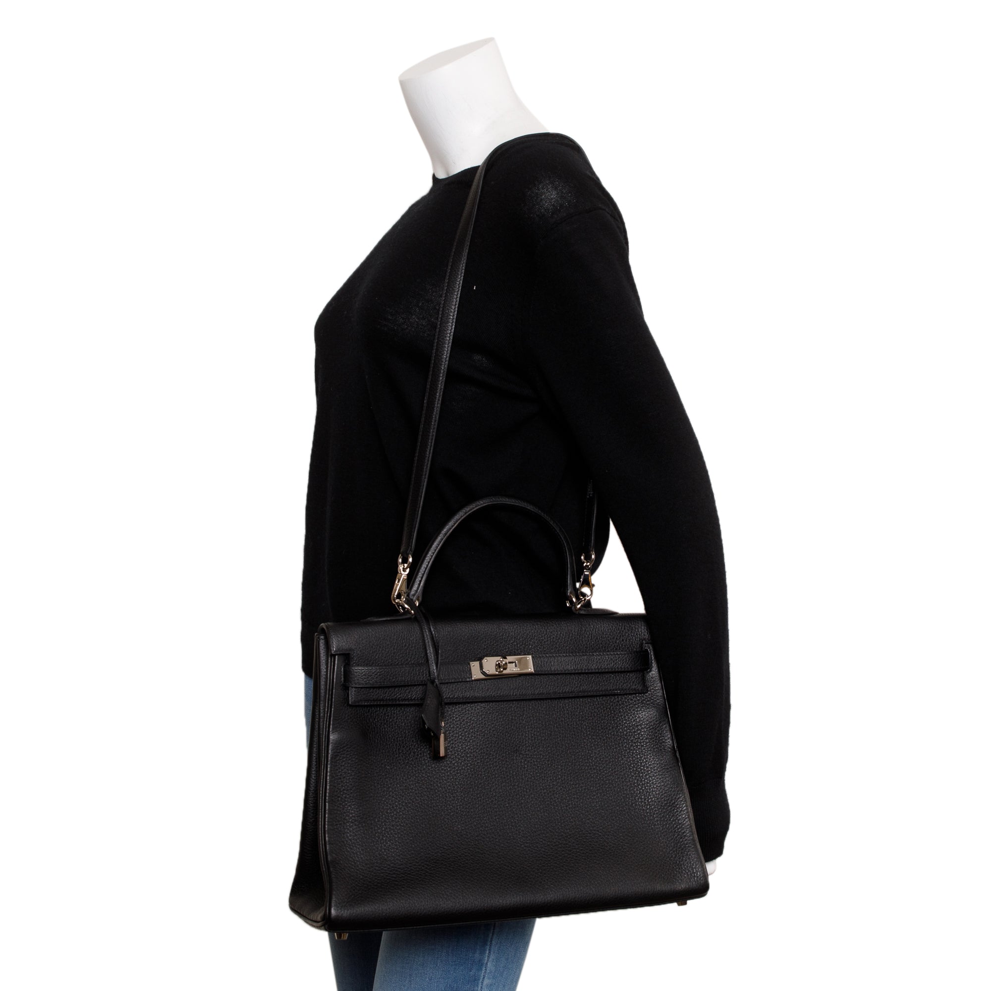 Hermes Black Noir Togo Kelly II Retourne 35
