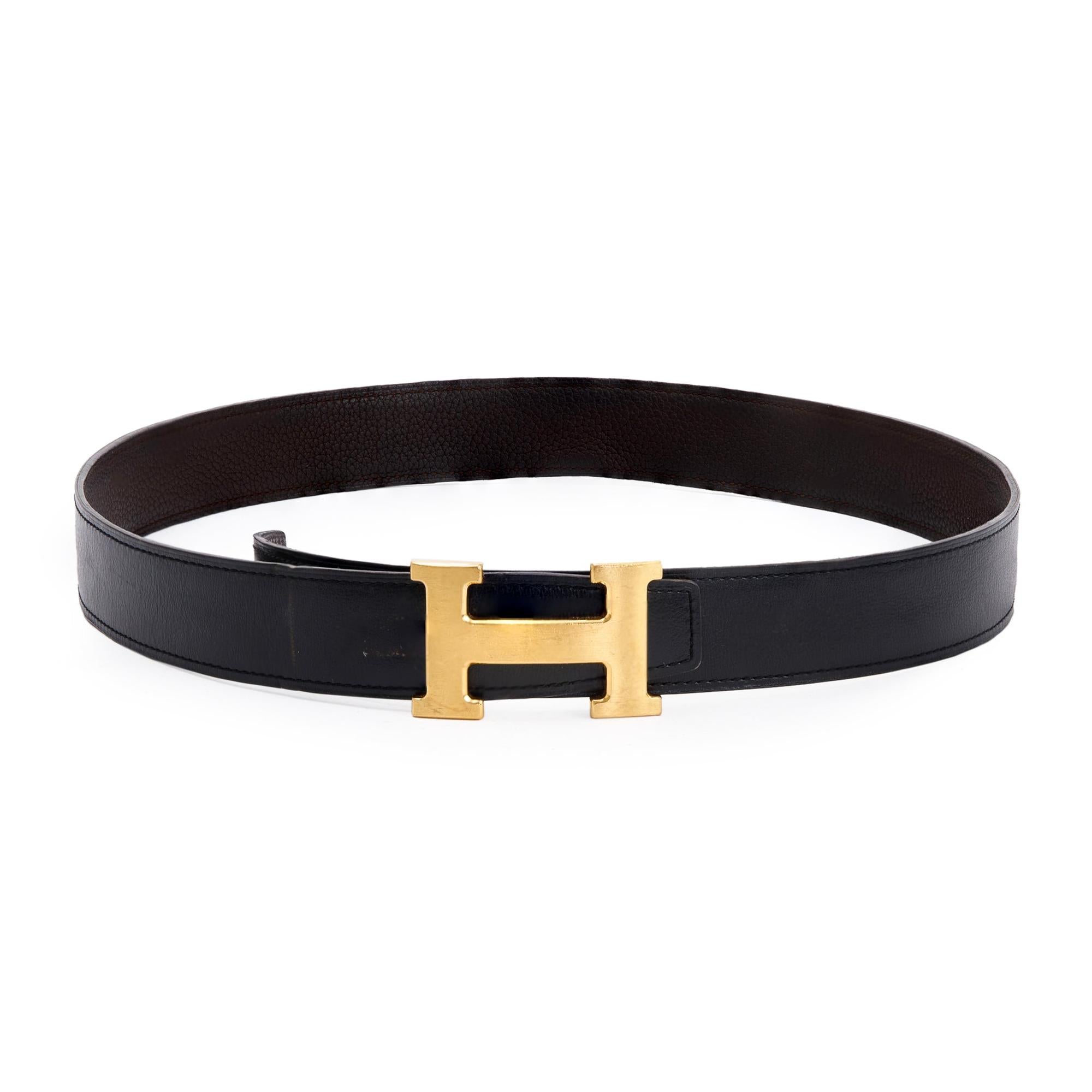 Hermes Black/Brown Leather Reversible 32 mm H Belt Kit