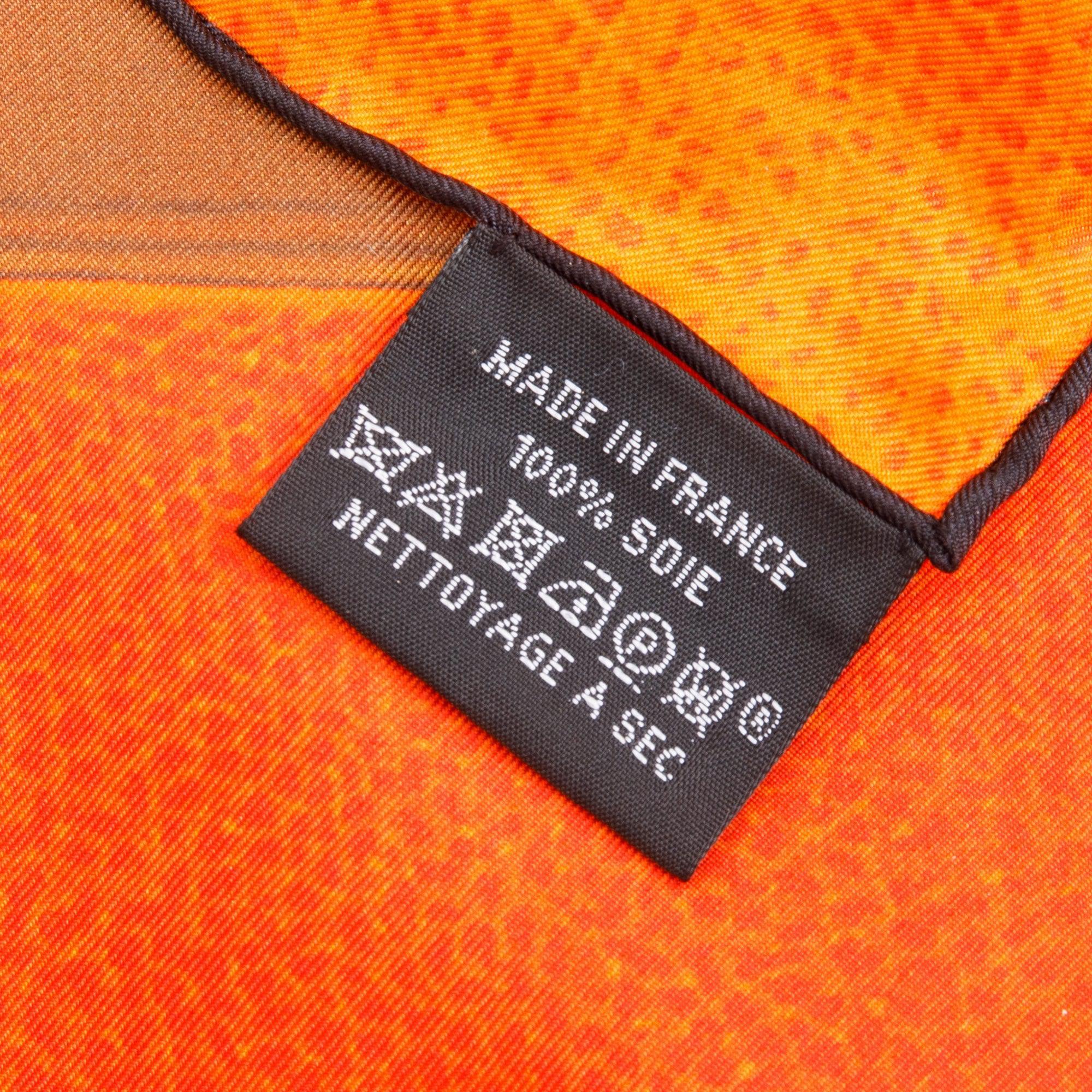 Hermes Black/Orange 'Projets Carres' Silk Scarf 140 w/ Box