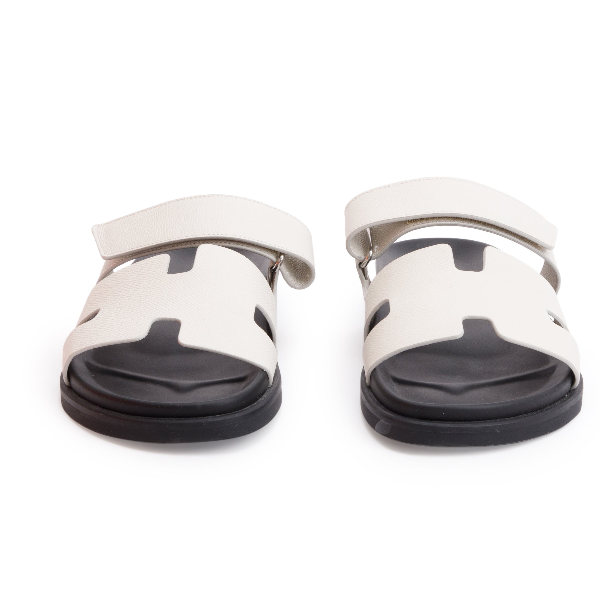 Hermes Blanc Epsom Calfskin Leather Chypre Sandals, Size 42 w/ Box
