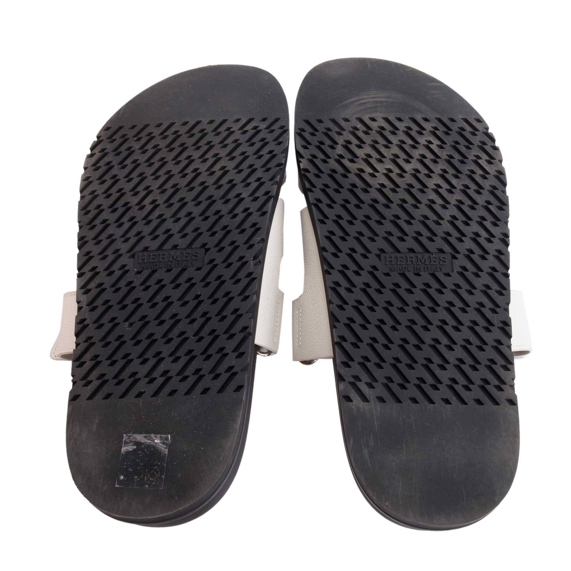 Hermes Blanc Epsom Calfskin Leather Chypre Sandals, Size 42 w/ Box