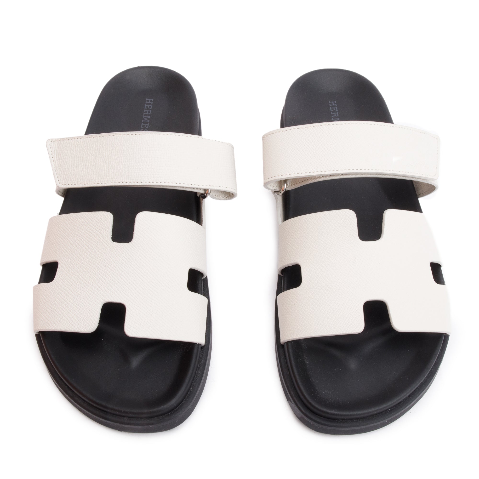 Hermes Blanc Epsom Calfskin Leather Chypre Sandals, Size 42 w/ Box