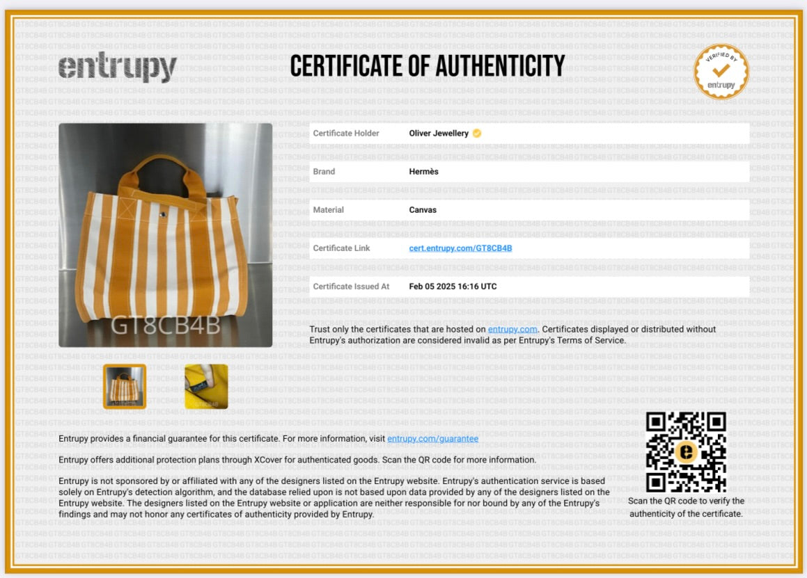 Hermes Blanc Saffron Toile H Striped Canvas Cannes PM w/ Pouch