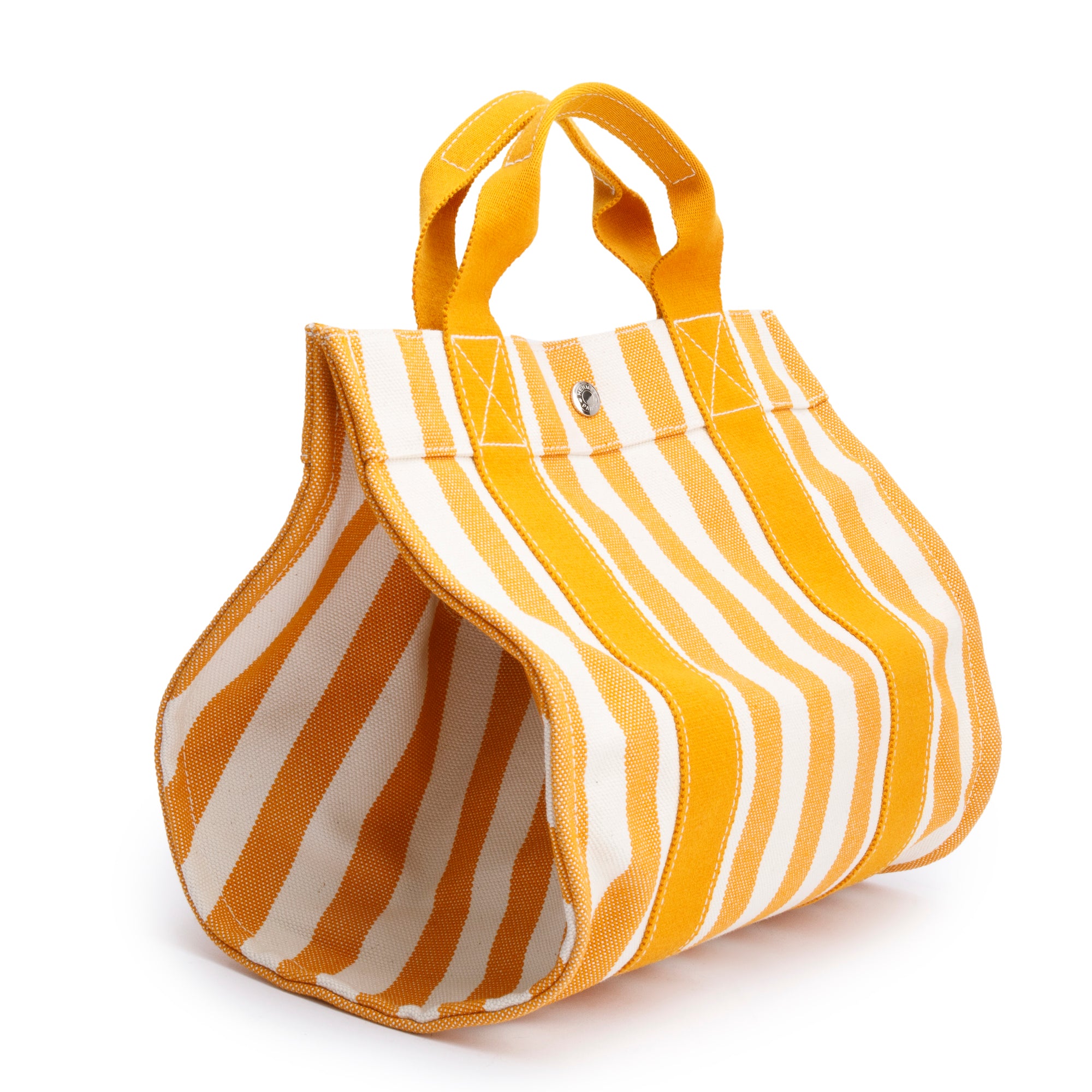 Hermes Blanc Saffron Toile H Striped Canvas Cannes PM w/ Pouch