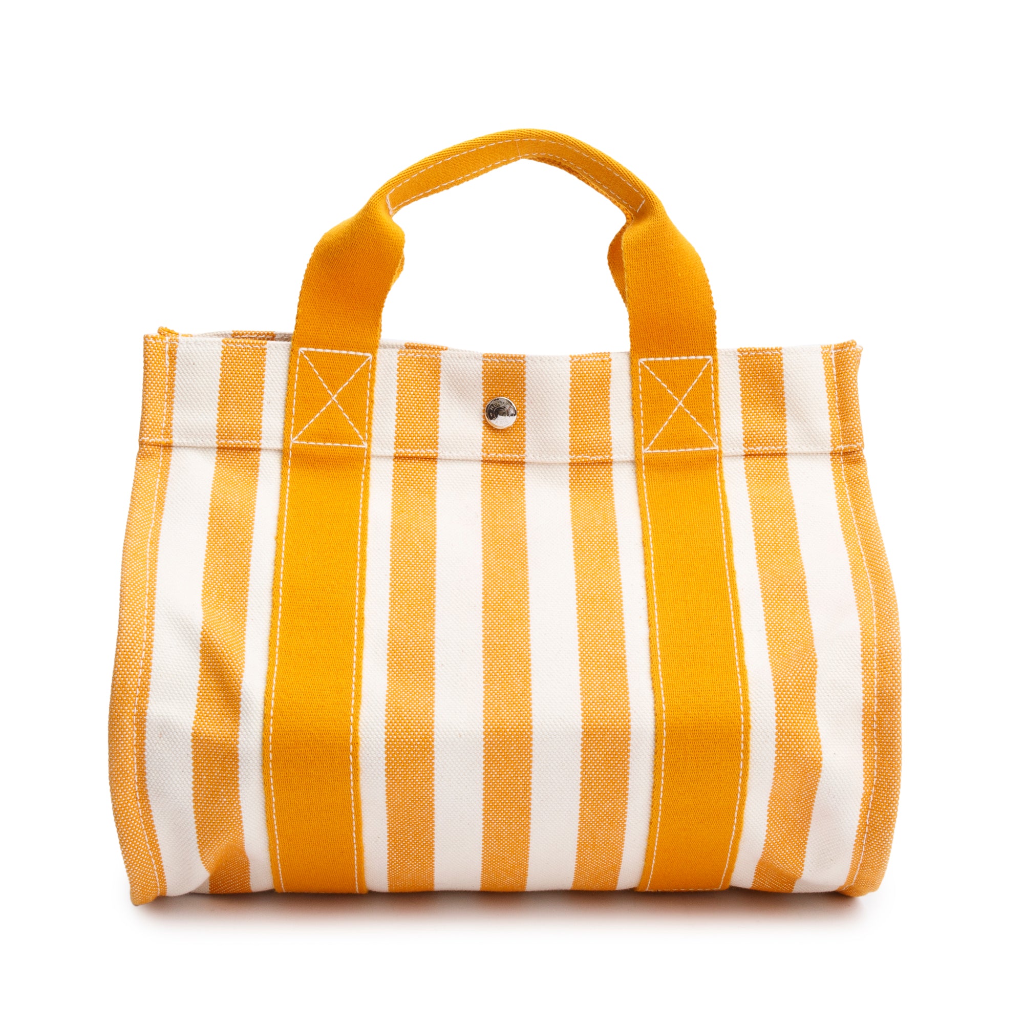 Hermes Blanc Saffron Toile H Striped Canvas Cannes PM w/ Pouch