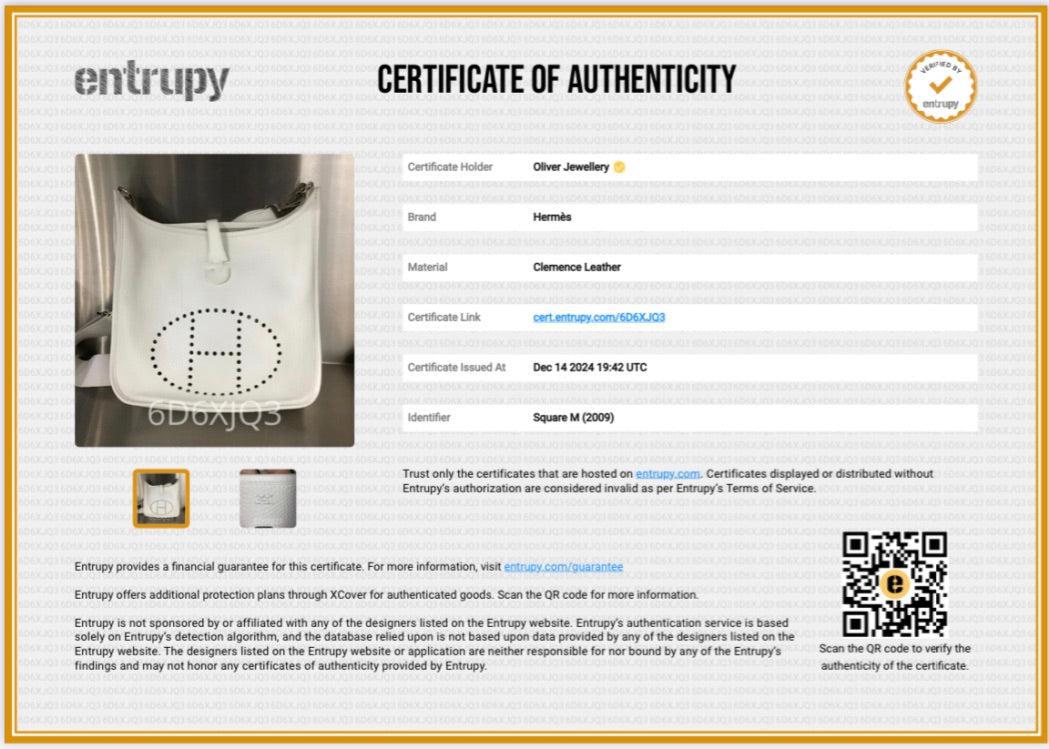 Hermes Blanc Taurillon Clemence Evelyne III 29 Bag