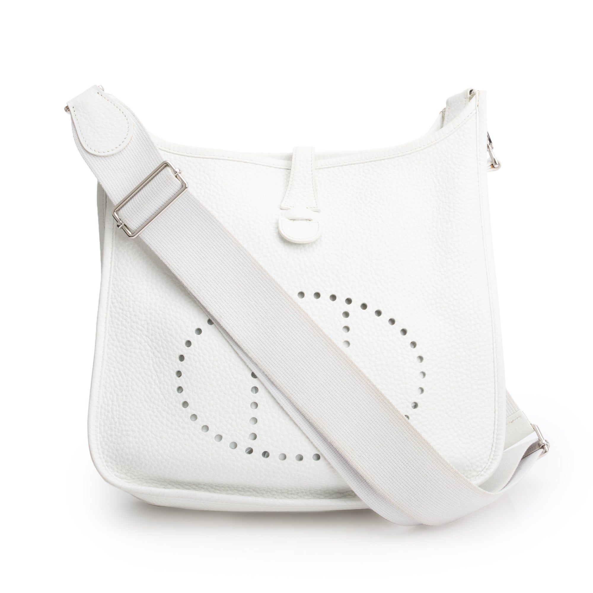 Hermes Blanc Taurillon Clemence Evelyne III 29 Bag